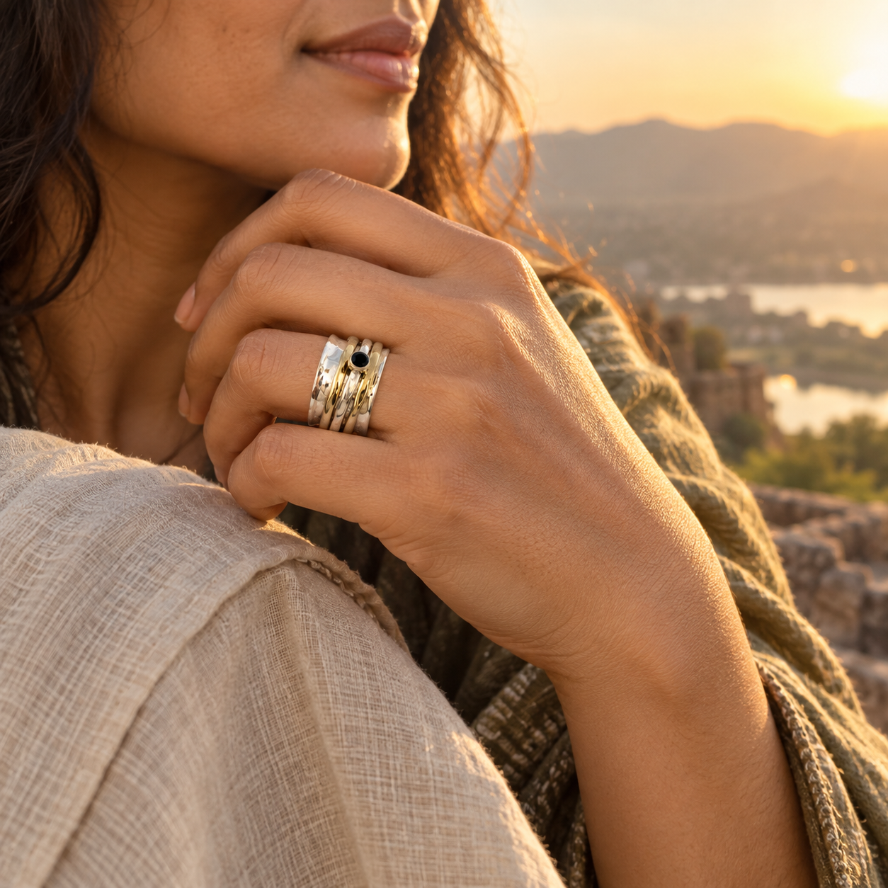 Taara Sitara Fluid Ring Black Onyx outdoor lifestyle