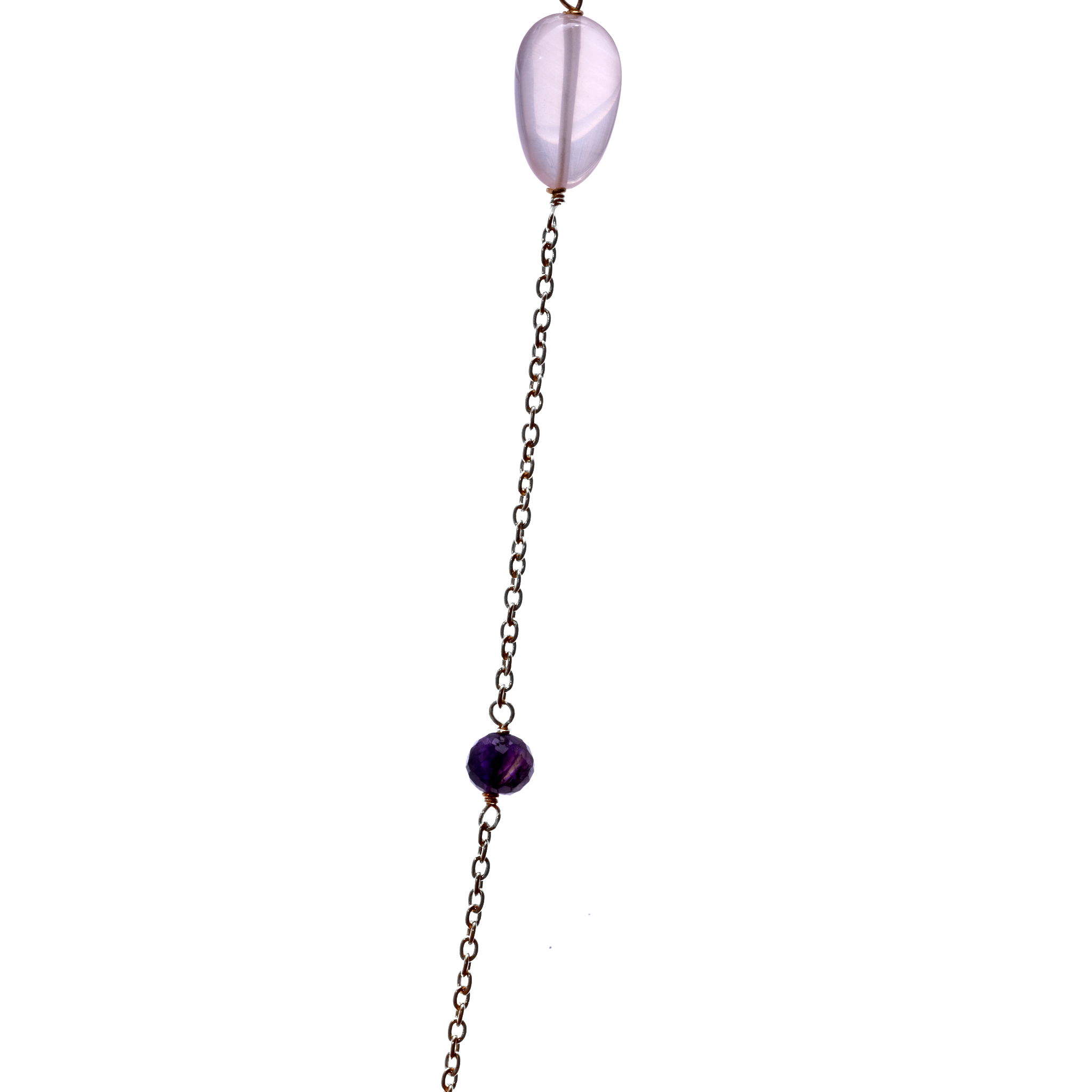 Silver Chain with Stones - Rose Quartz