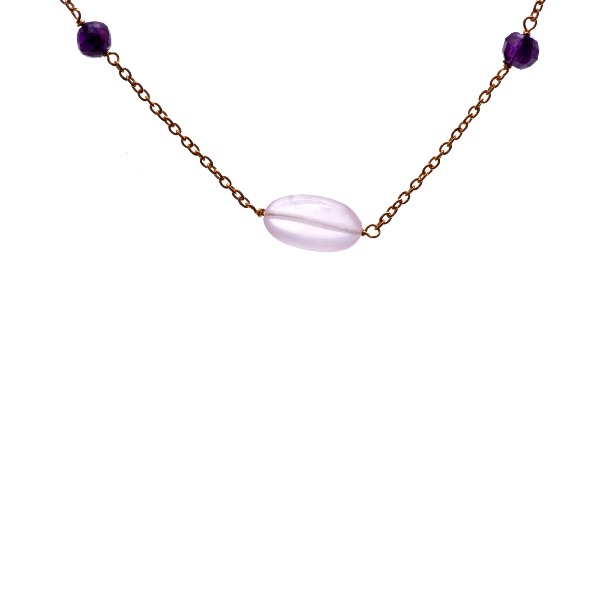 Silver Chain with Stones - Rose Quartz
