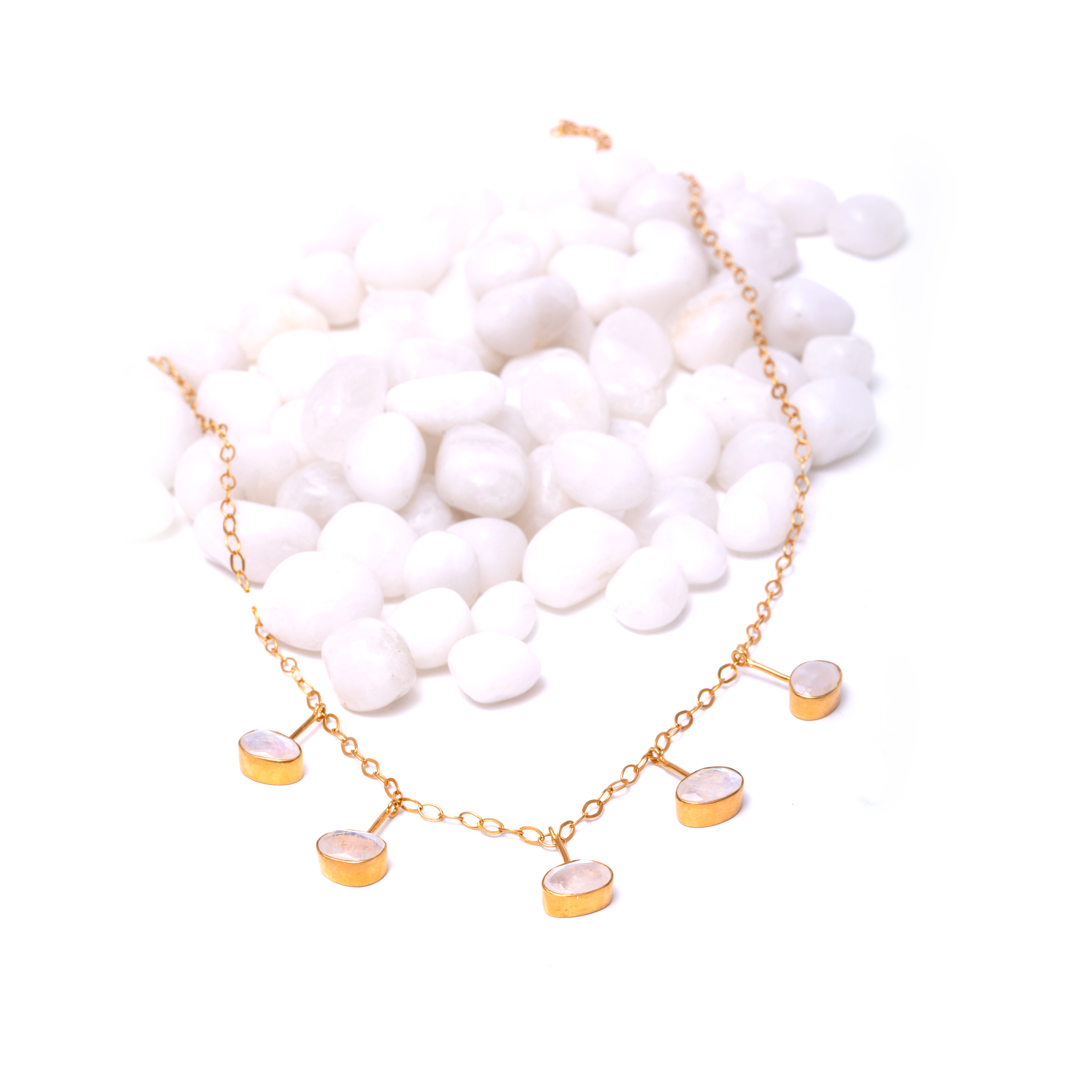 Lock Chain Hanging Stones - Moonstone