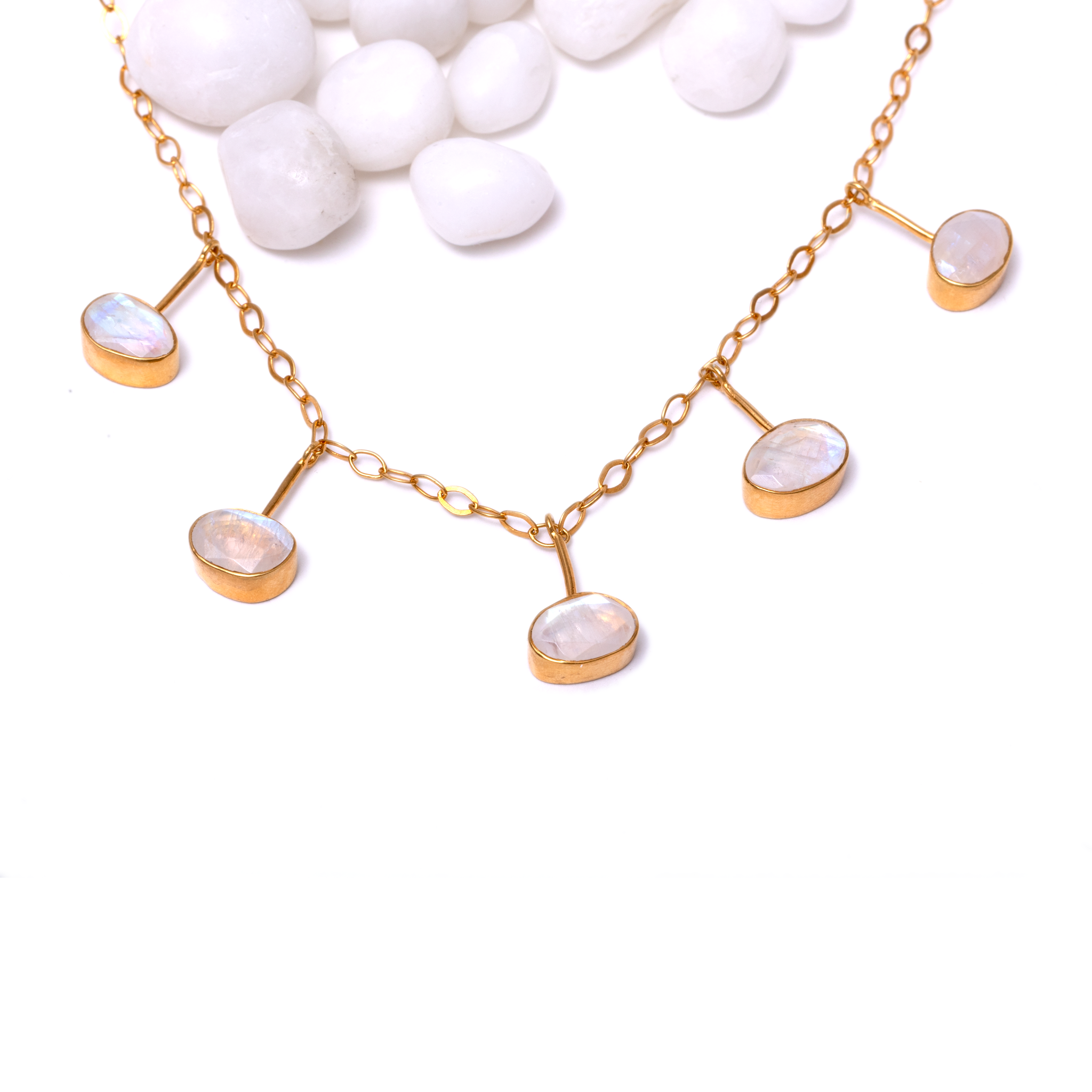 Lock Chain Hanging Stones - Moonstone