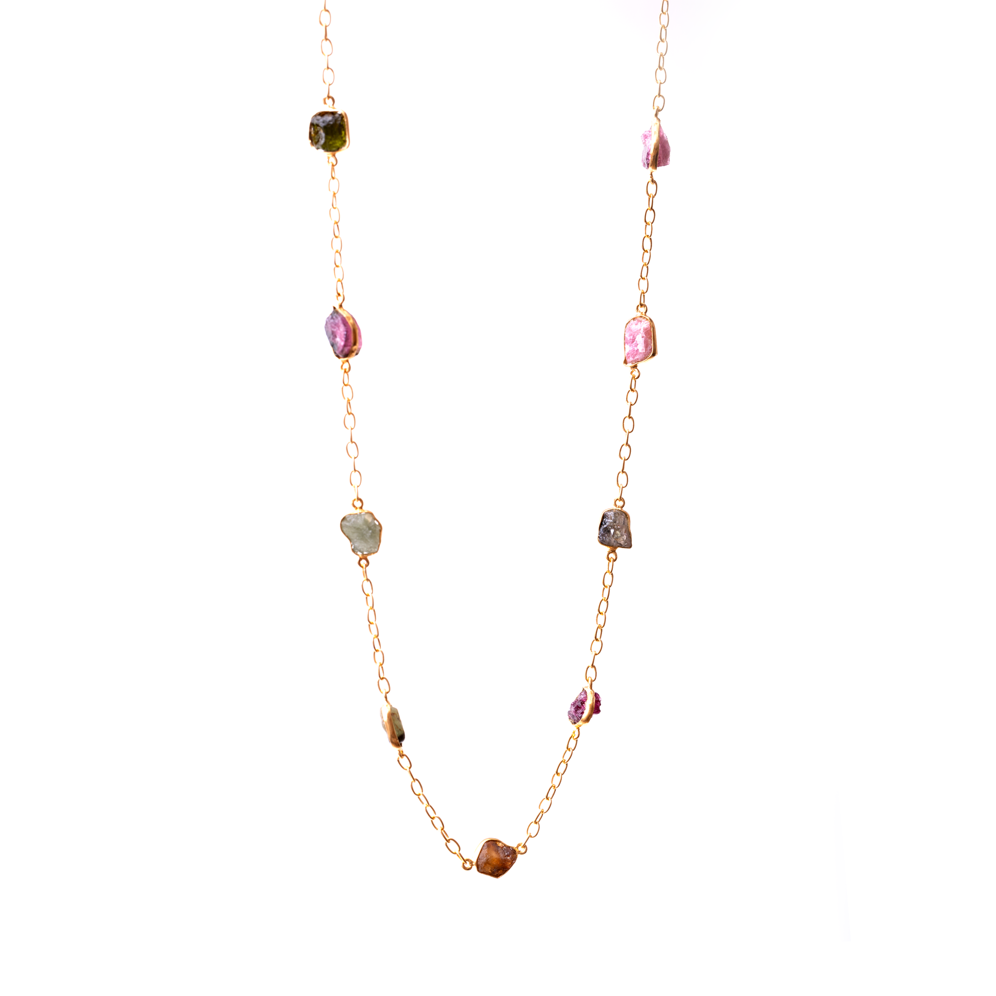 Raw Stones Necklace - Tourmaline