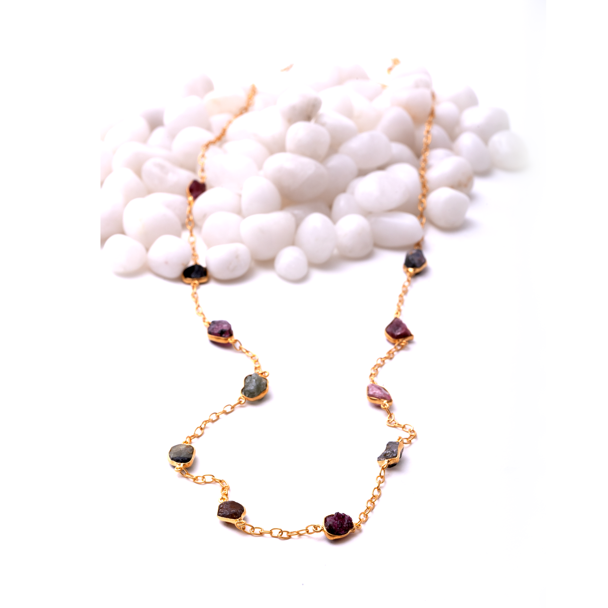 Raw Stones Necklace - Tourmaline