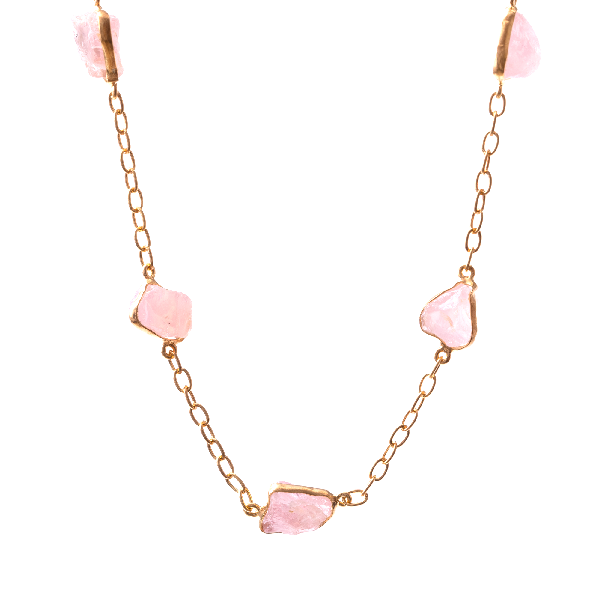 Raw Stones Necklace - Rose Quartz