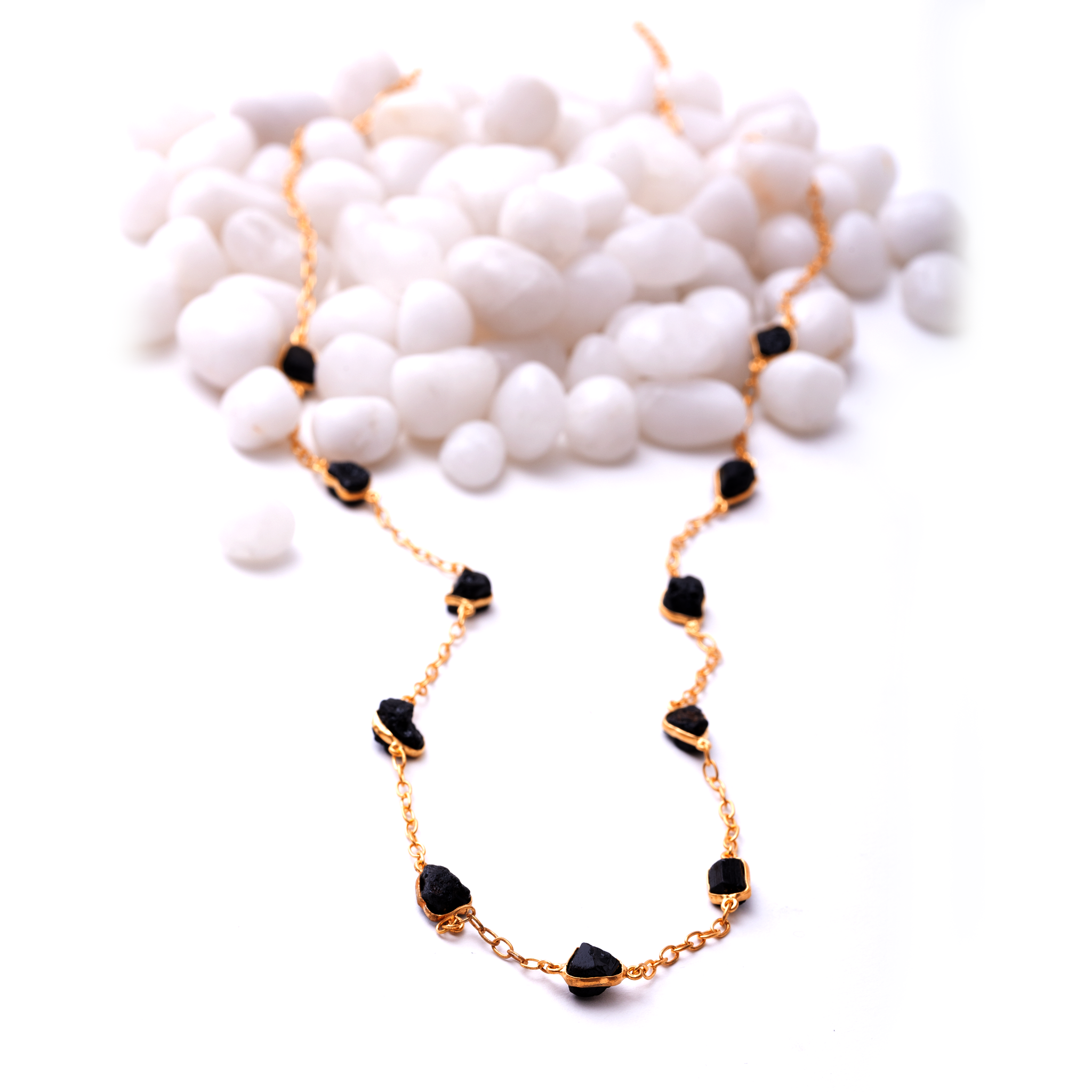 Raw Stones Necklace - Black Onyx
