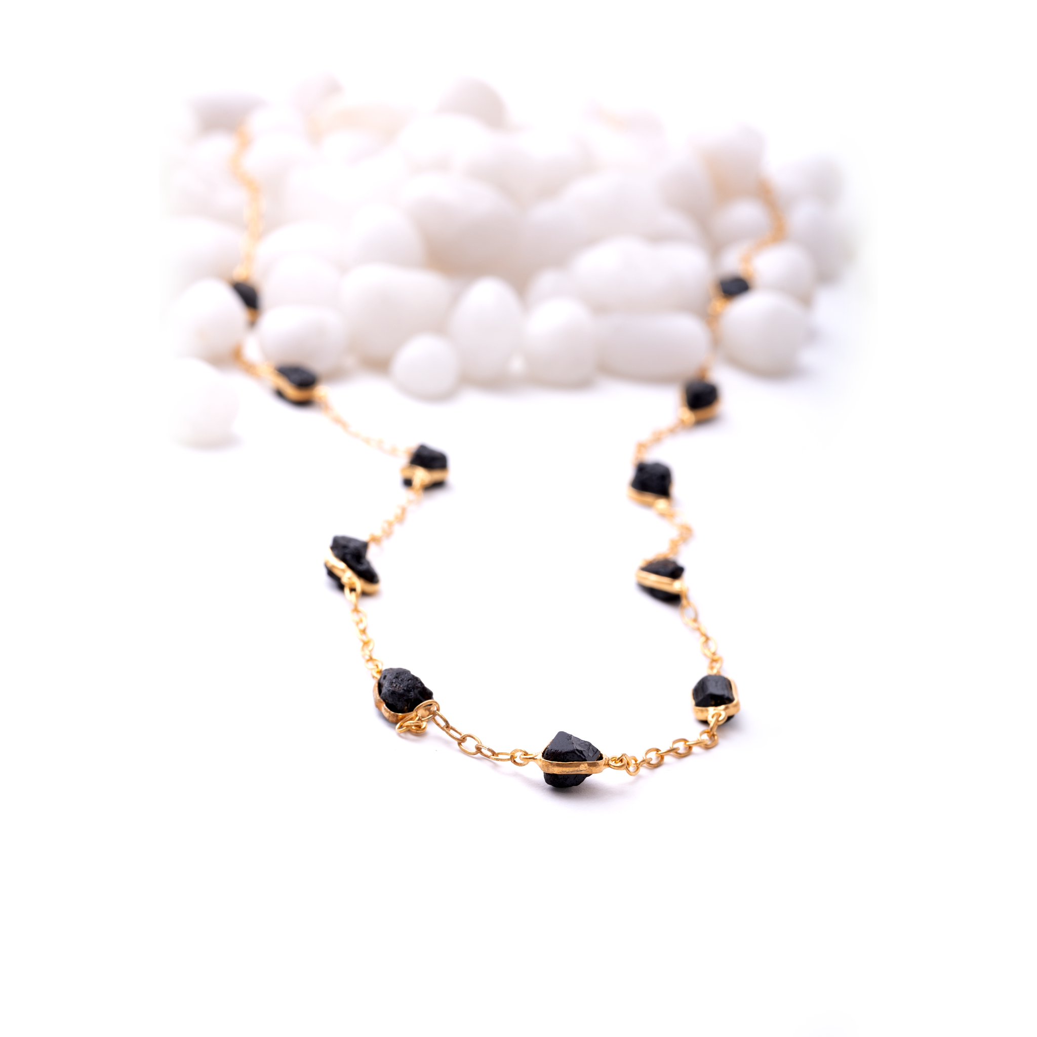 Raw Stones Necklace - Black Onyx