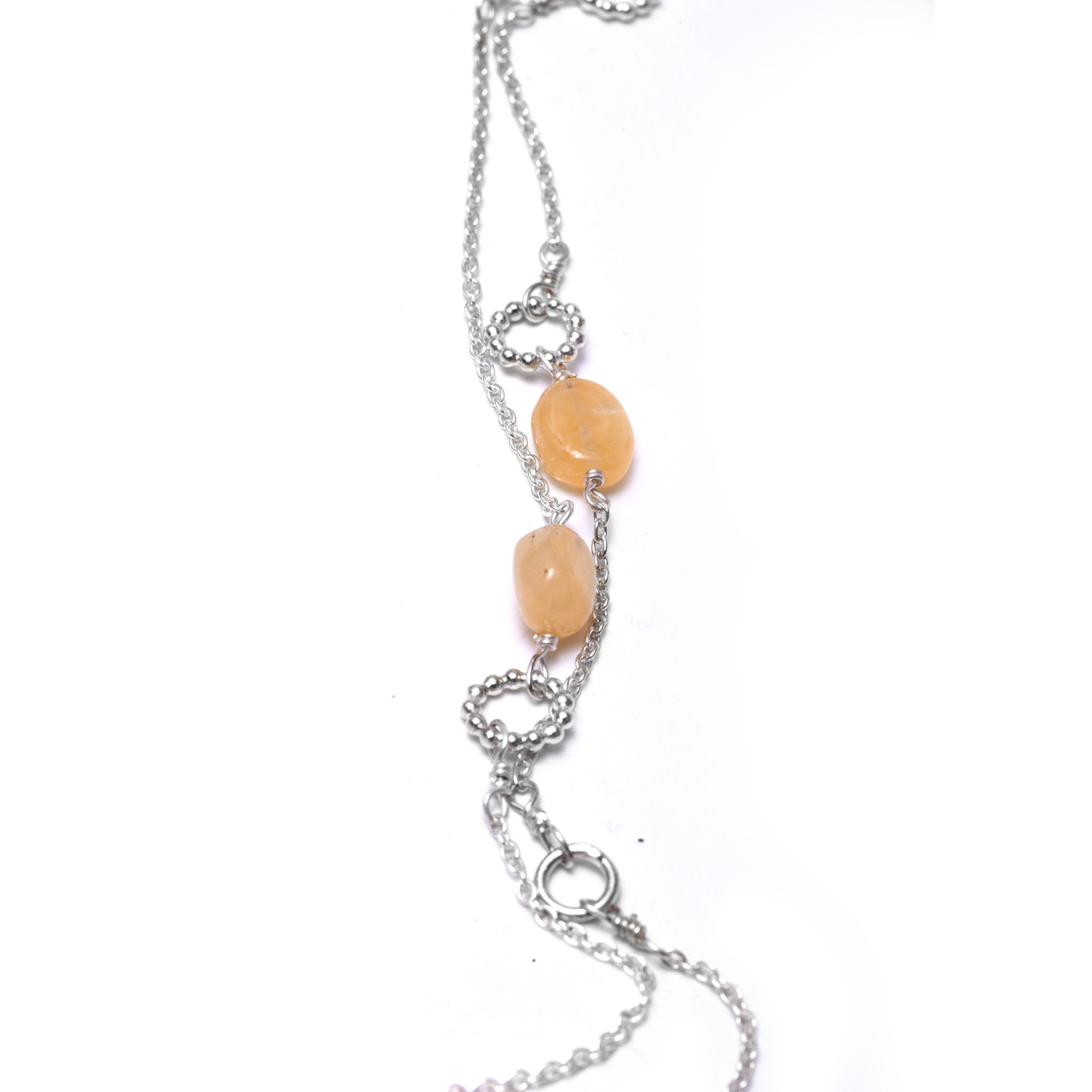 Double Layer Necklace with Rings - Yellow Adventurine
