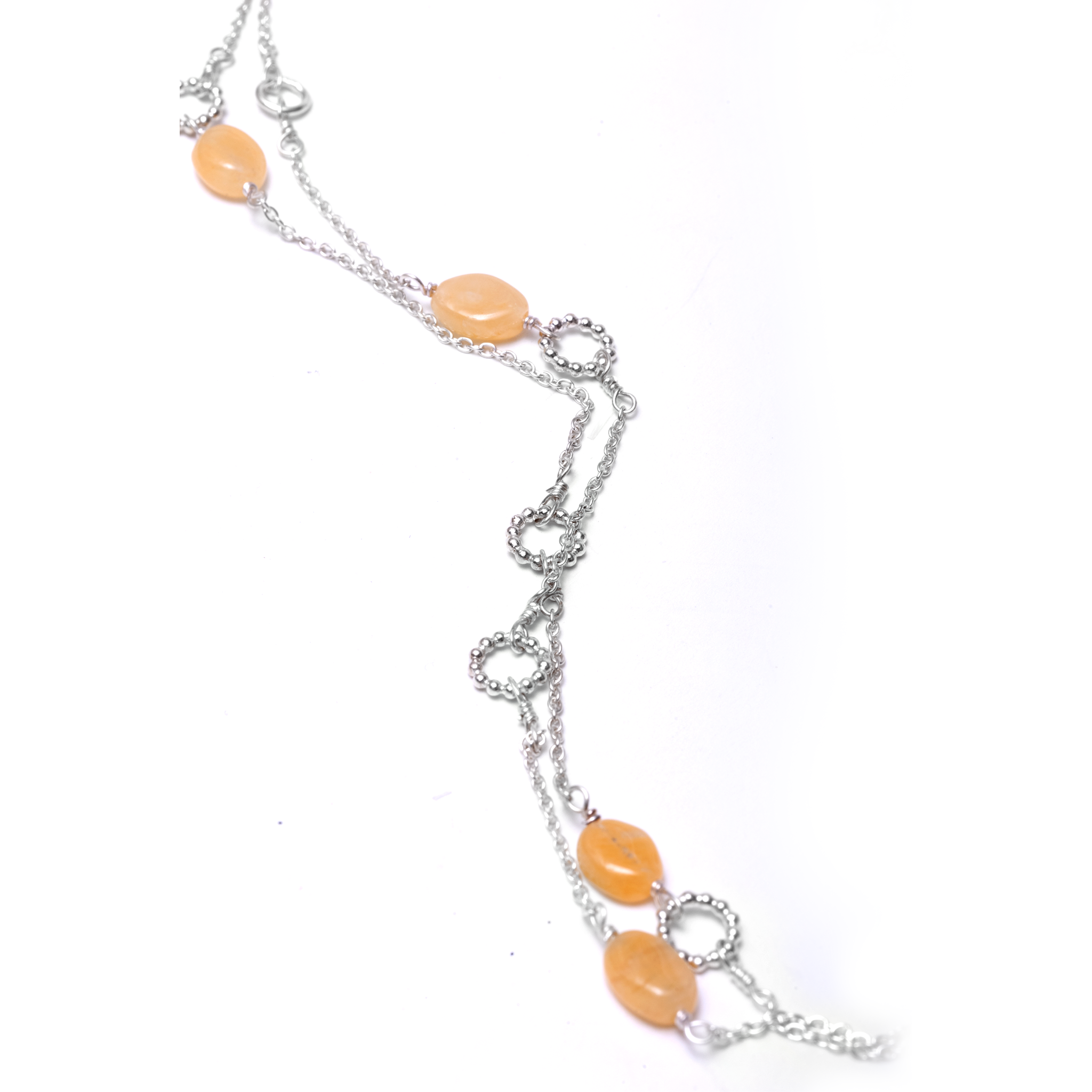 Double Layer Necklace with Rings - Yellow Adventurine