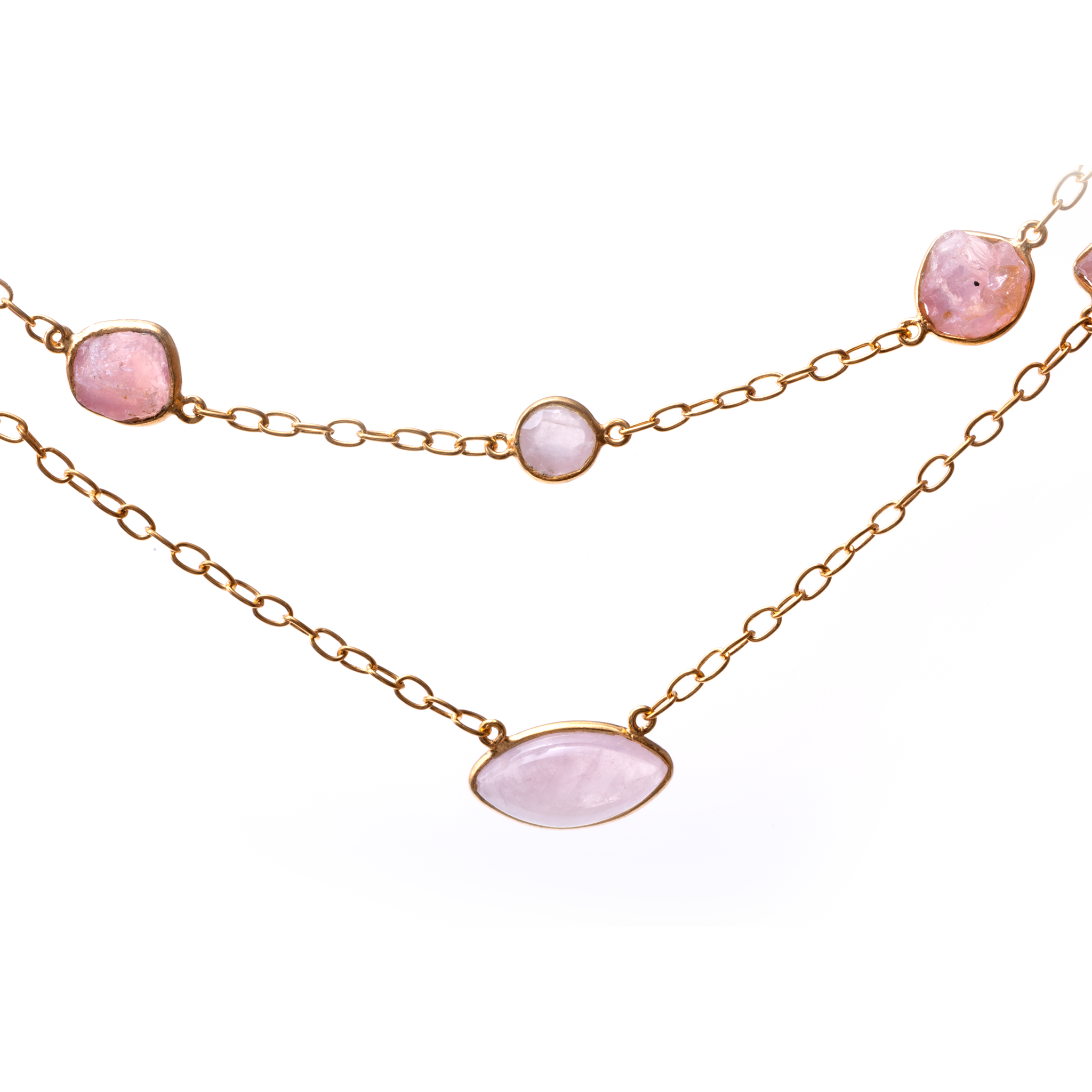 Eye Shaped Double Layer - Rose Quartz