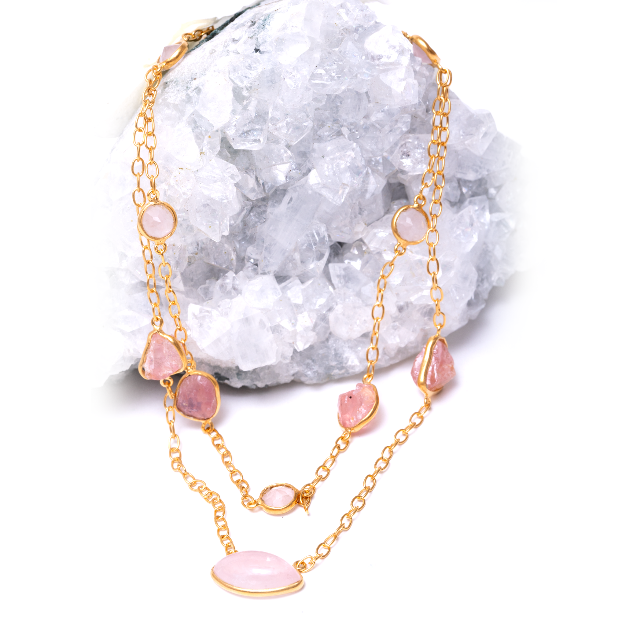 Eye Shaped Double Layer - Rose Quartz
