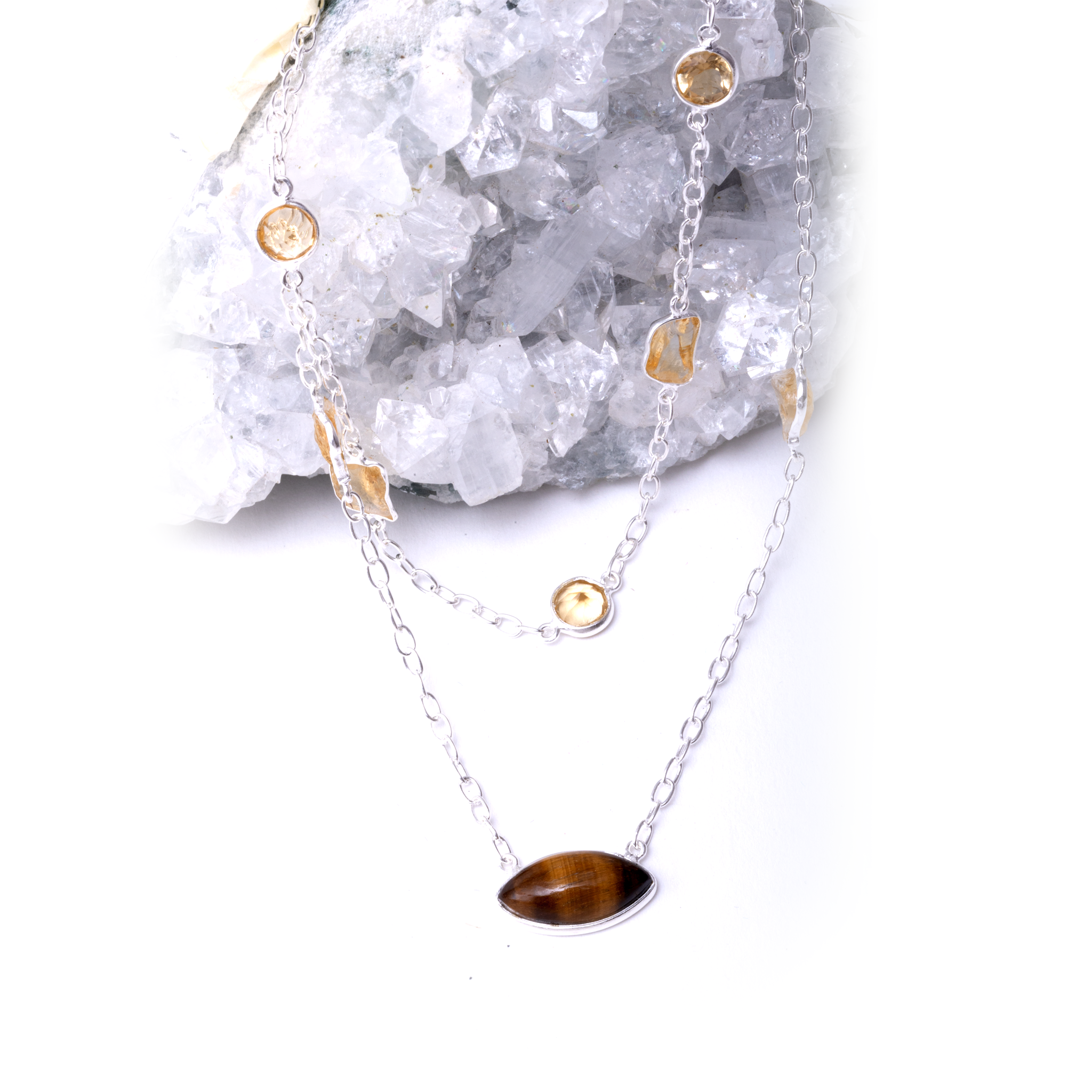 Eye Shaped Double Layer - Citrine