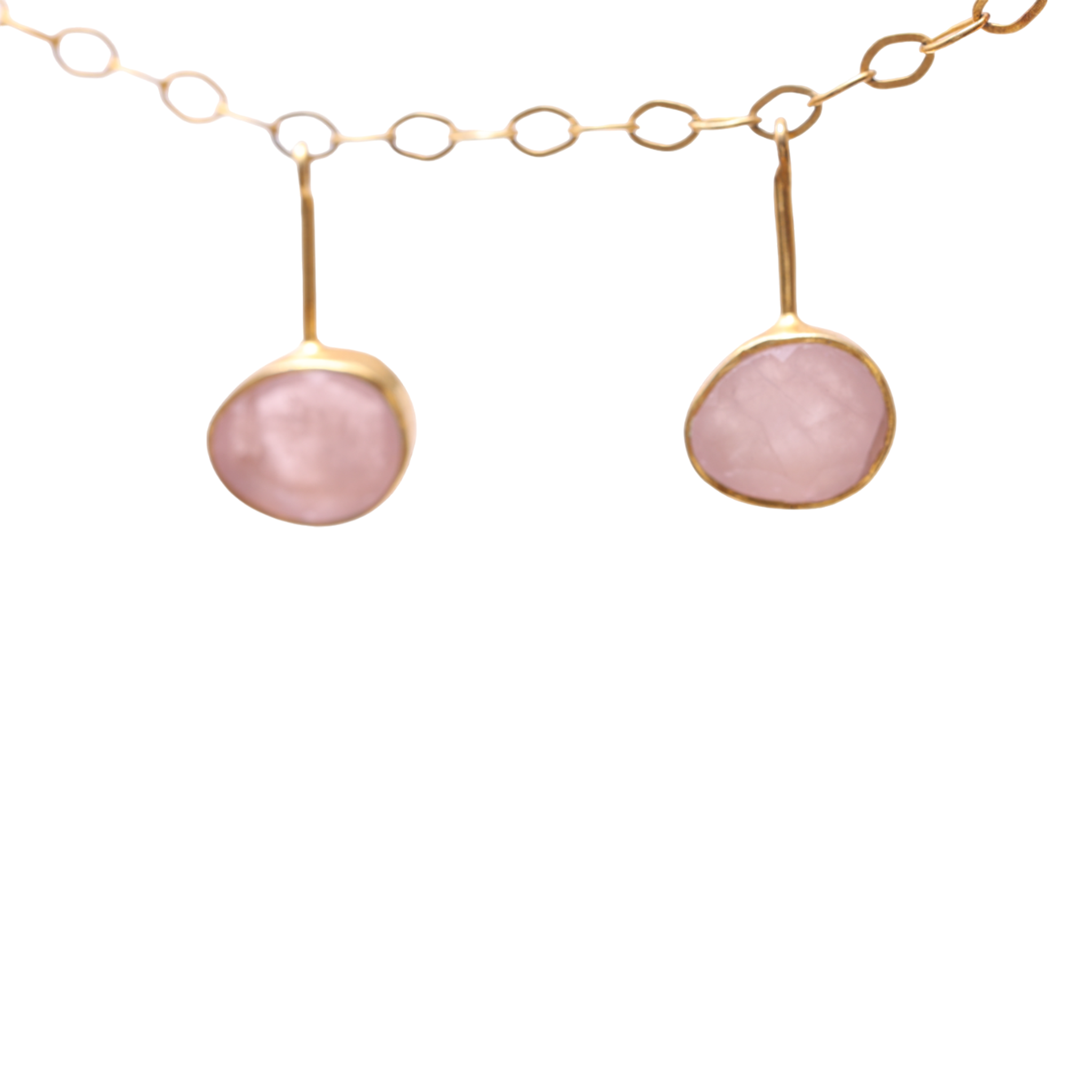 Lock Chain Hanging Stones - Rose Quartz