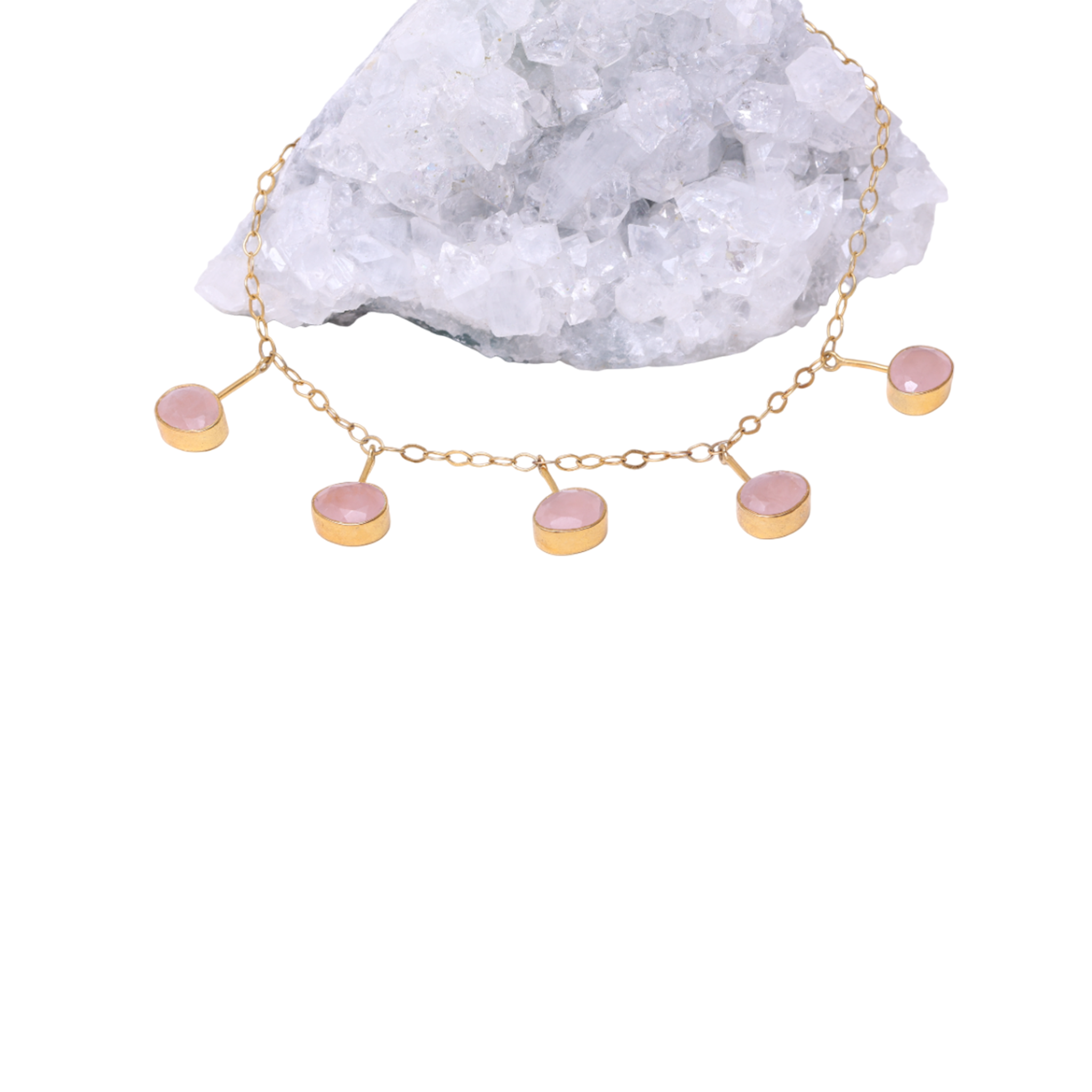 Lock Chain Hanging Stones - Rose Quartz