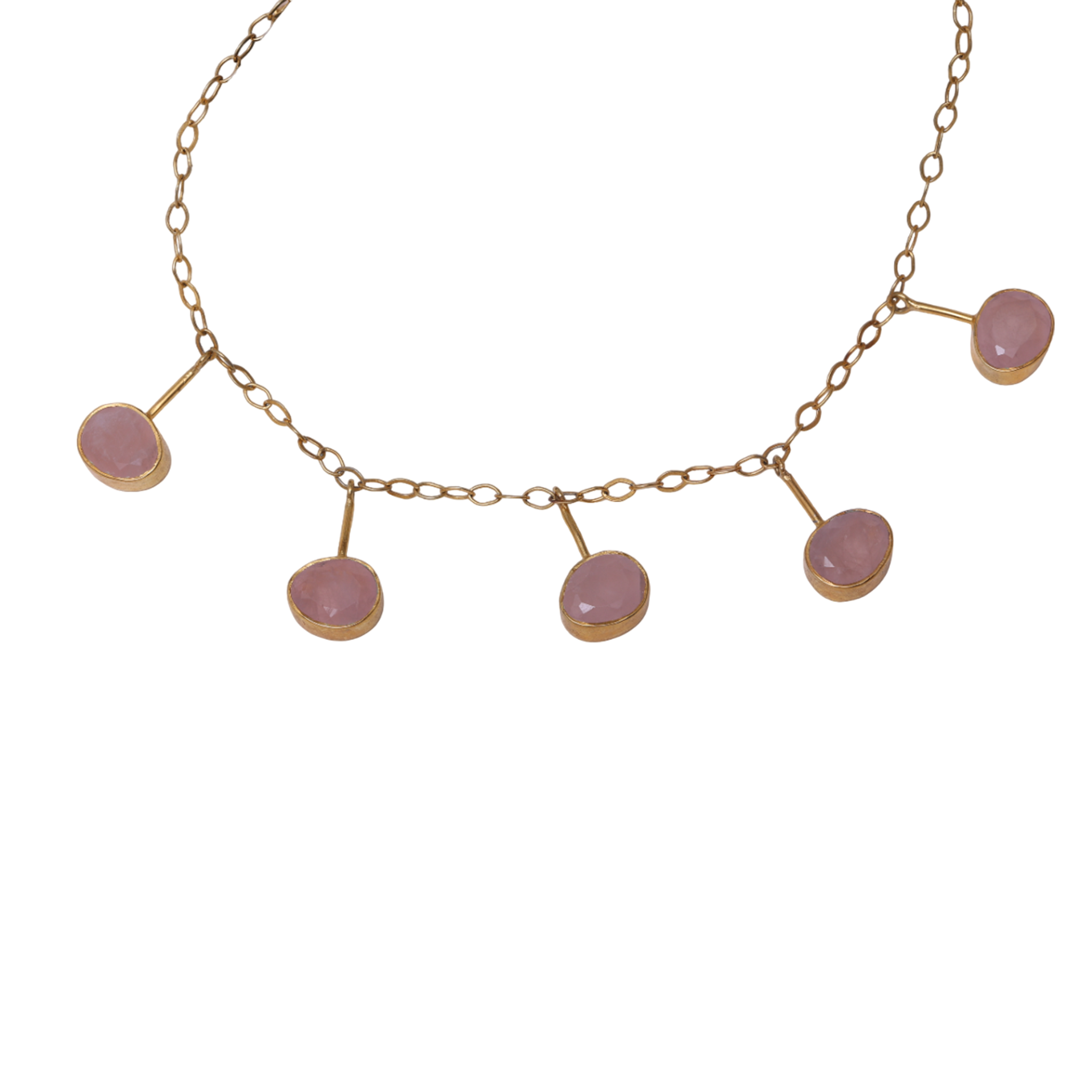 Lock Chain Hanging Stones - Rose Quartz