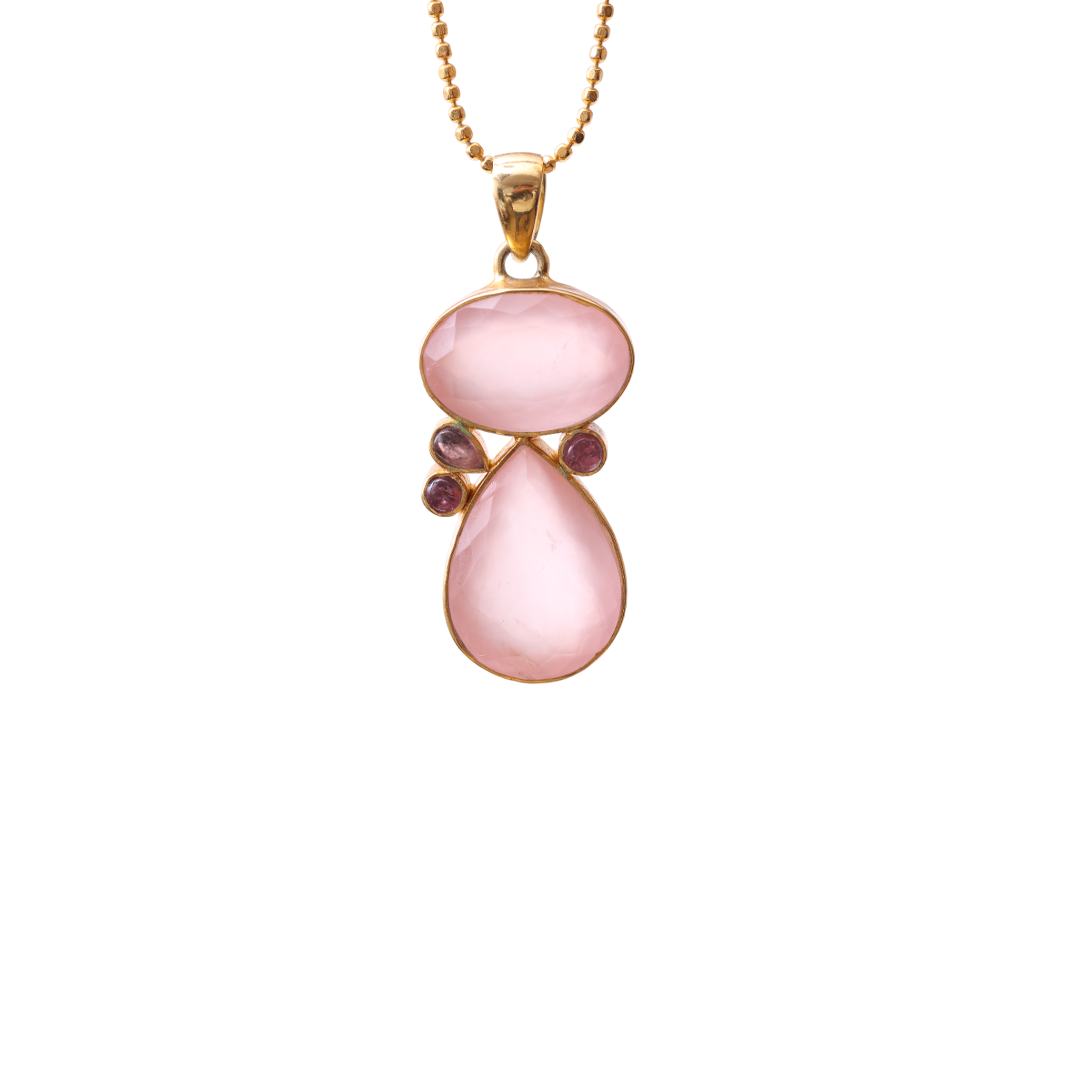 Oval and drop shape - Rose quartz / Tourmaline