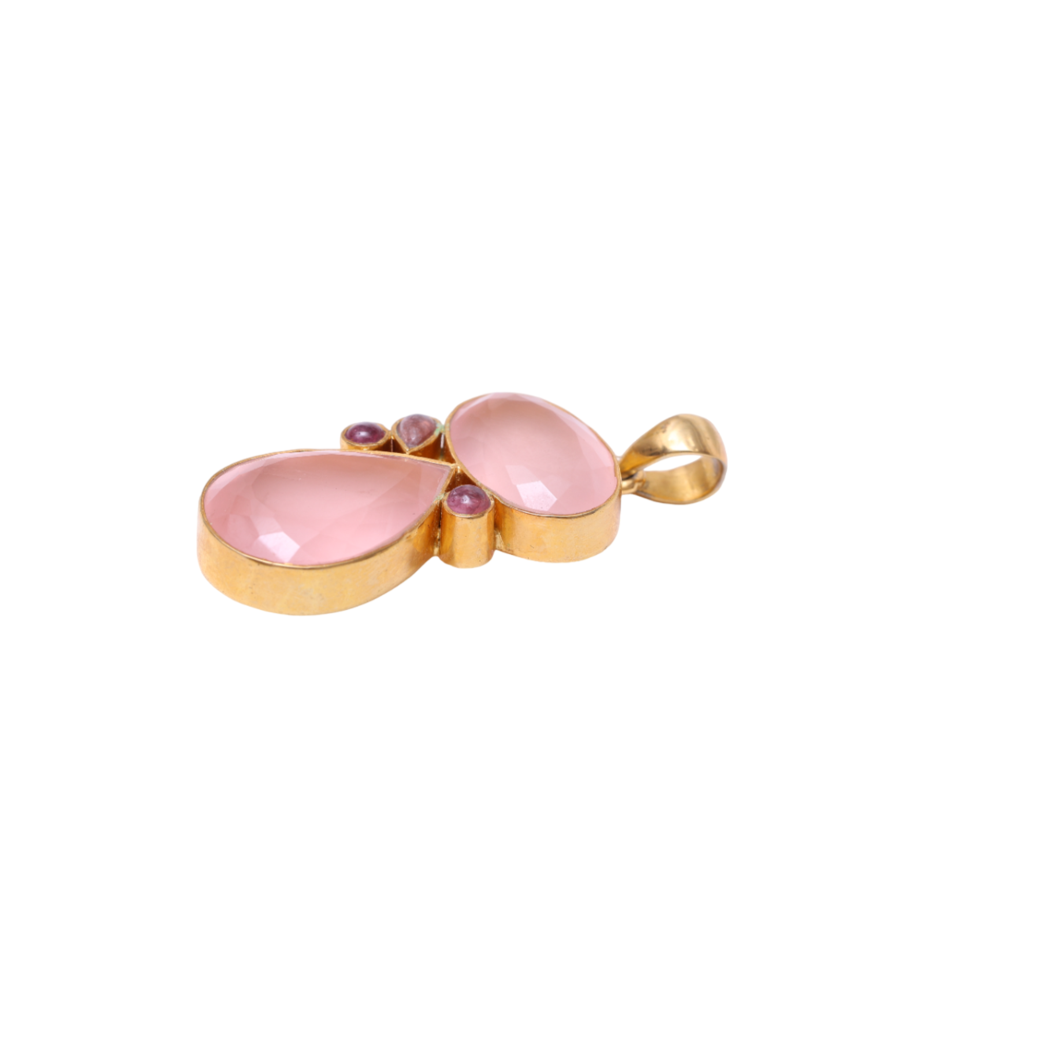Oval and drop shape - Rose quartz / Tourmaline