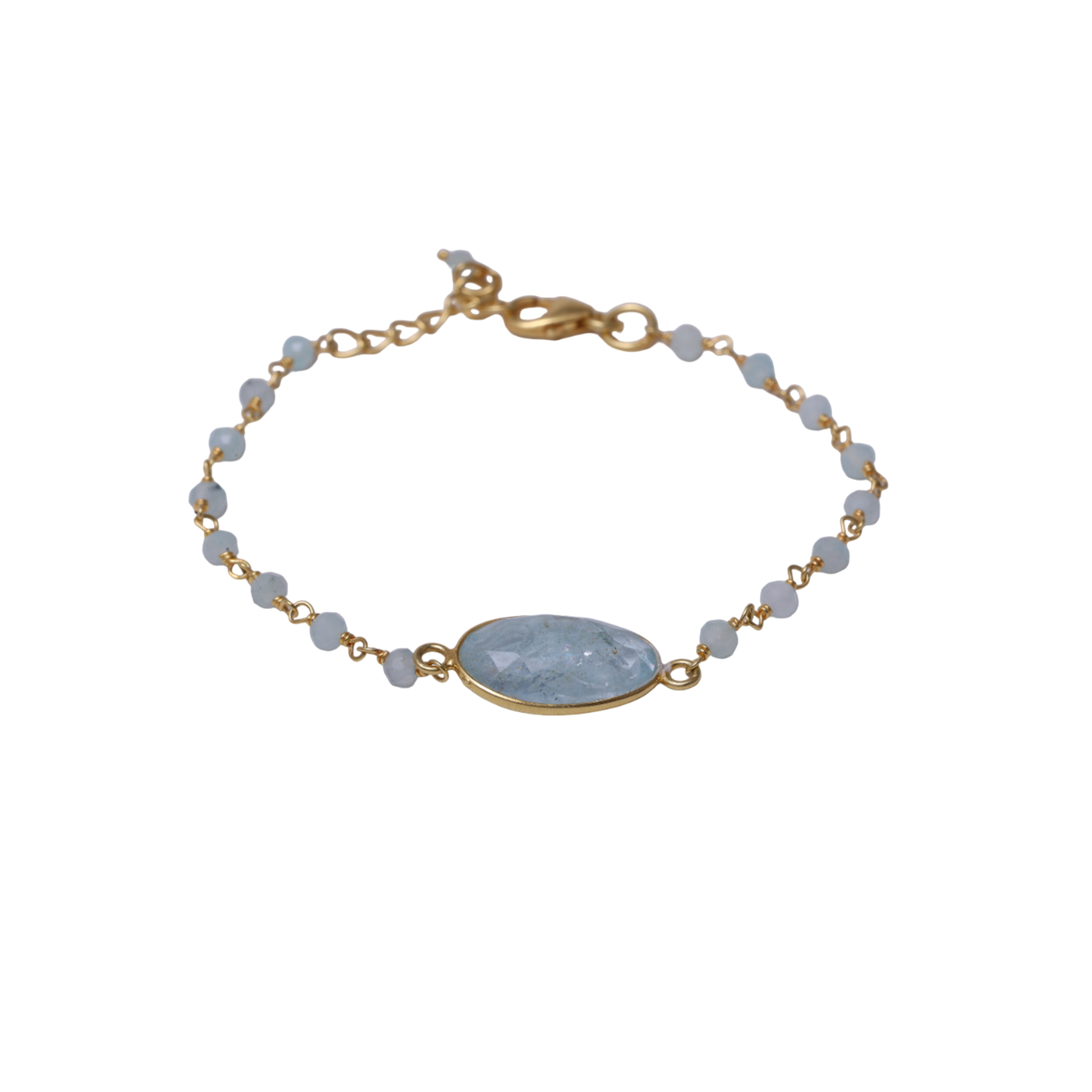 Small Beads With An Oval Motif - Aquamarine