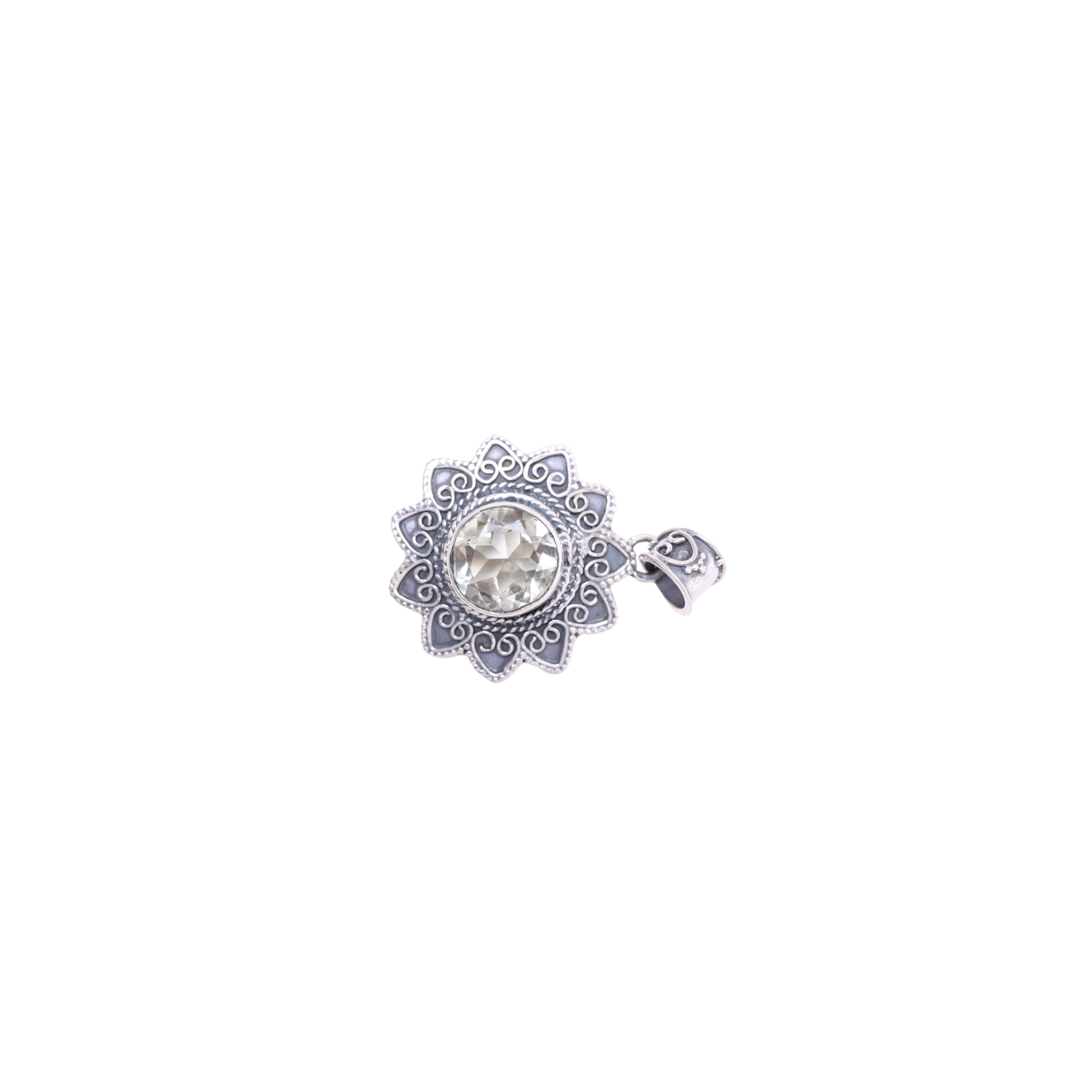 Green Amethyst Pendant - Flower Shaped