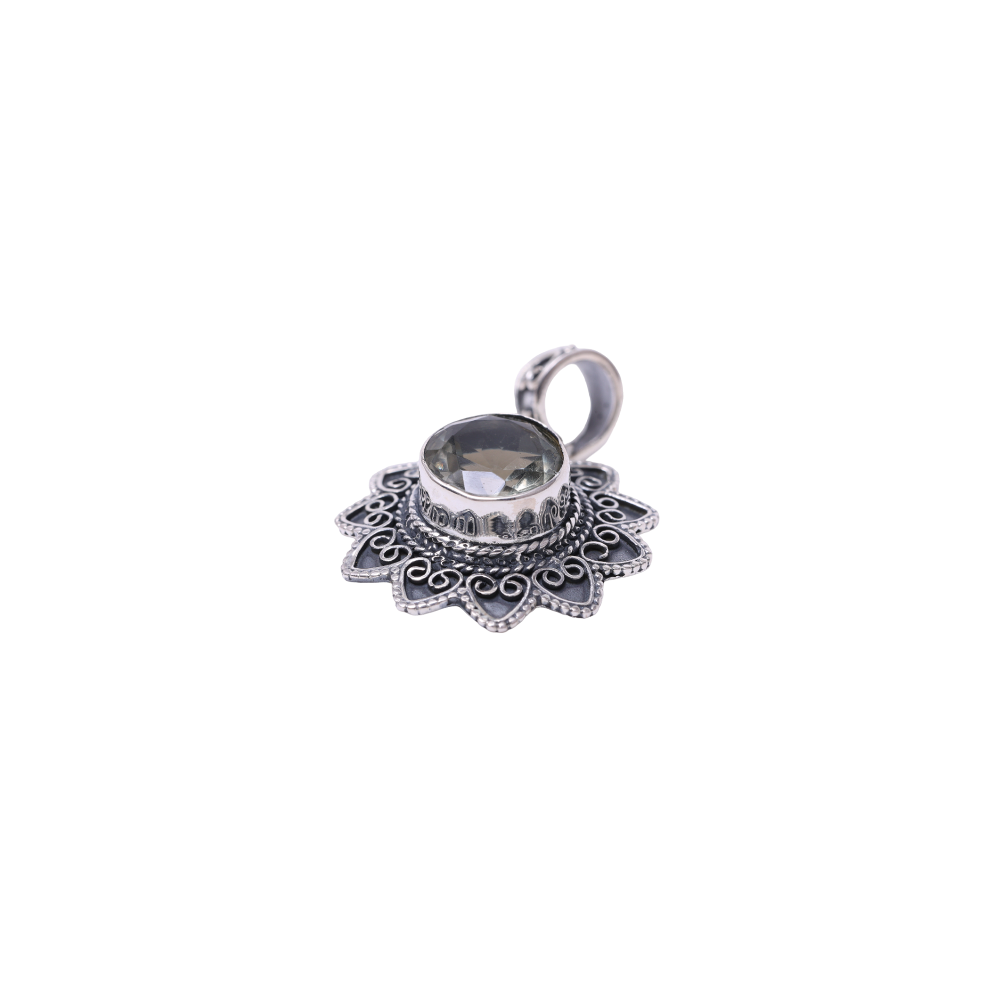 Green Amethyst Pendant - Flower Shaped