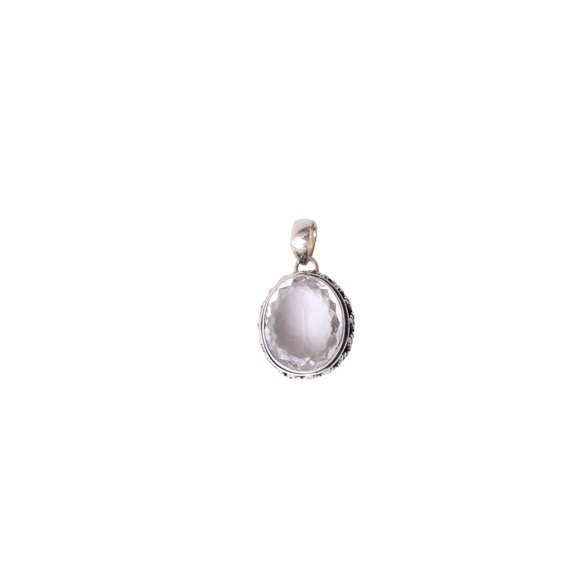 Oval shaped with Design - White Crystal