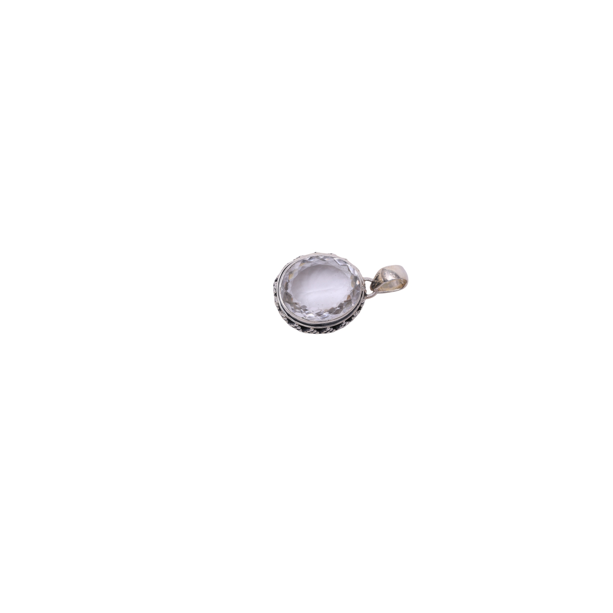 Oval shaped with Design - White Crystal