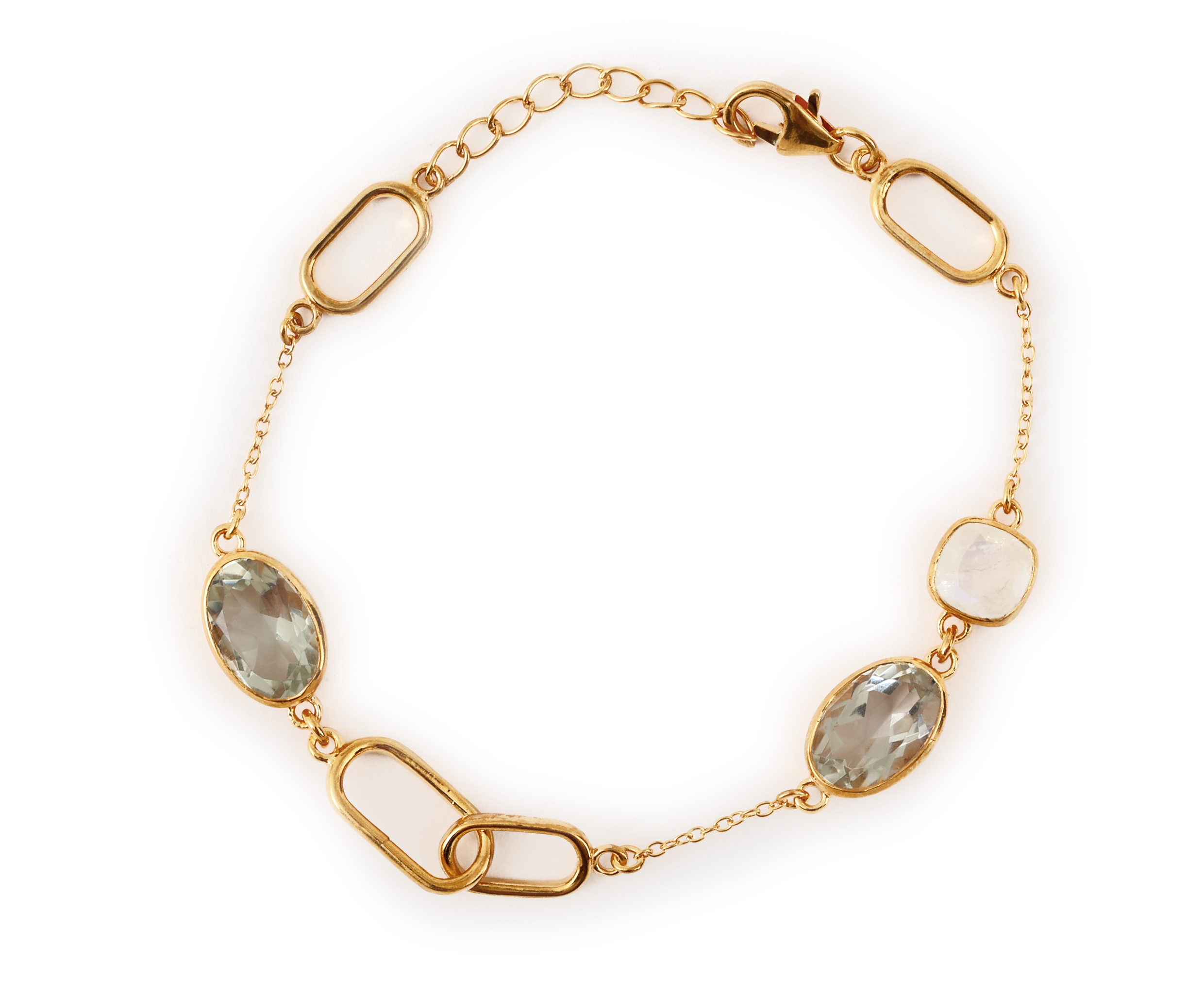 Twin Aura Bracelet – Green Amethyst and Moonstone