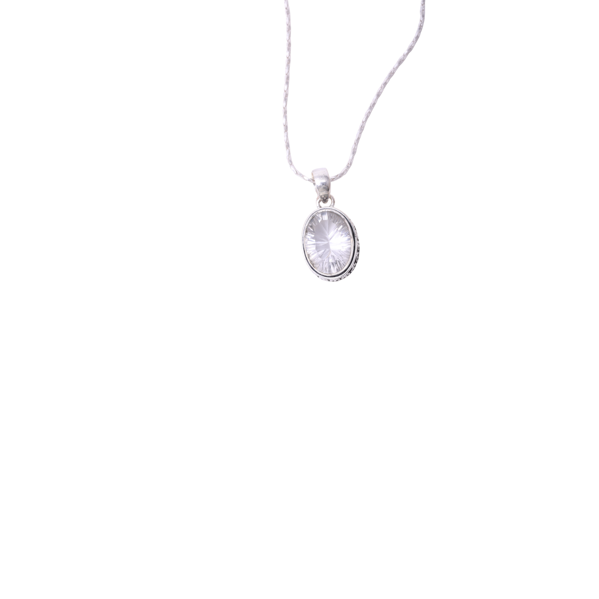 Oval shaped with Design - White Crystal