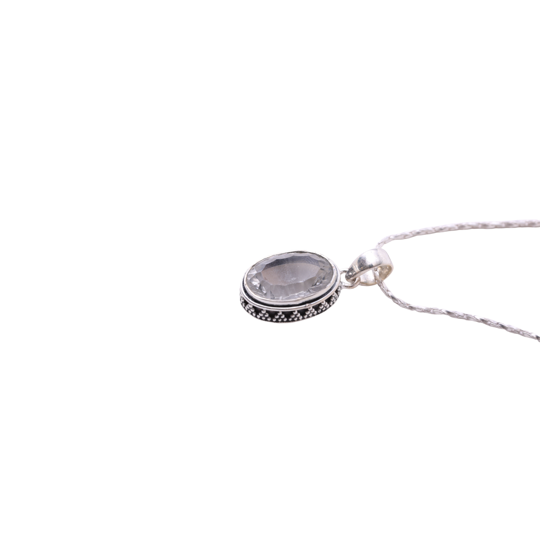 Oval shaped with Design - White Crystal