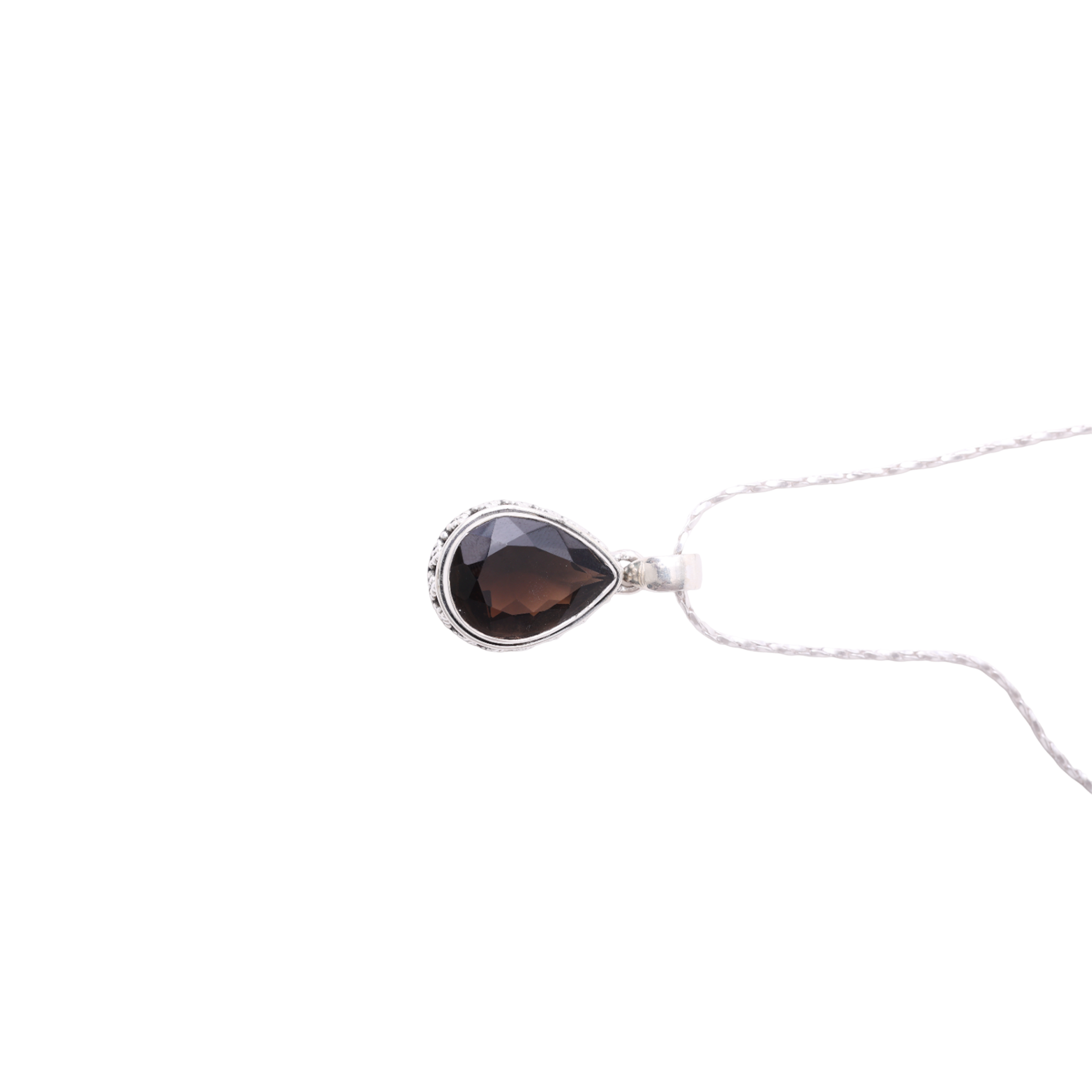 Oxidised Oval Pendant - Smoke Quartz