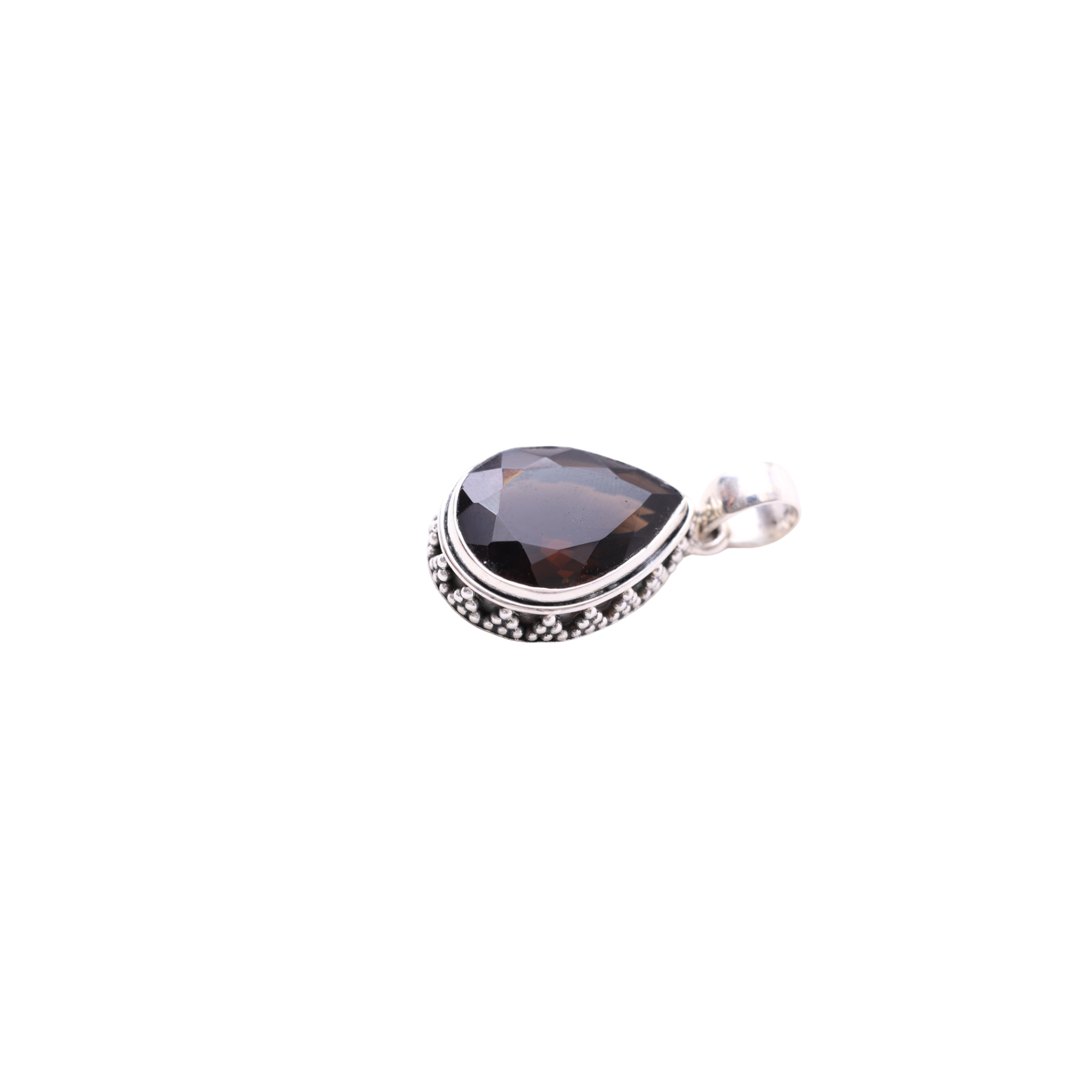 Oxidised Oval Pendant - Smoke Quartz