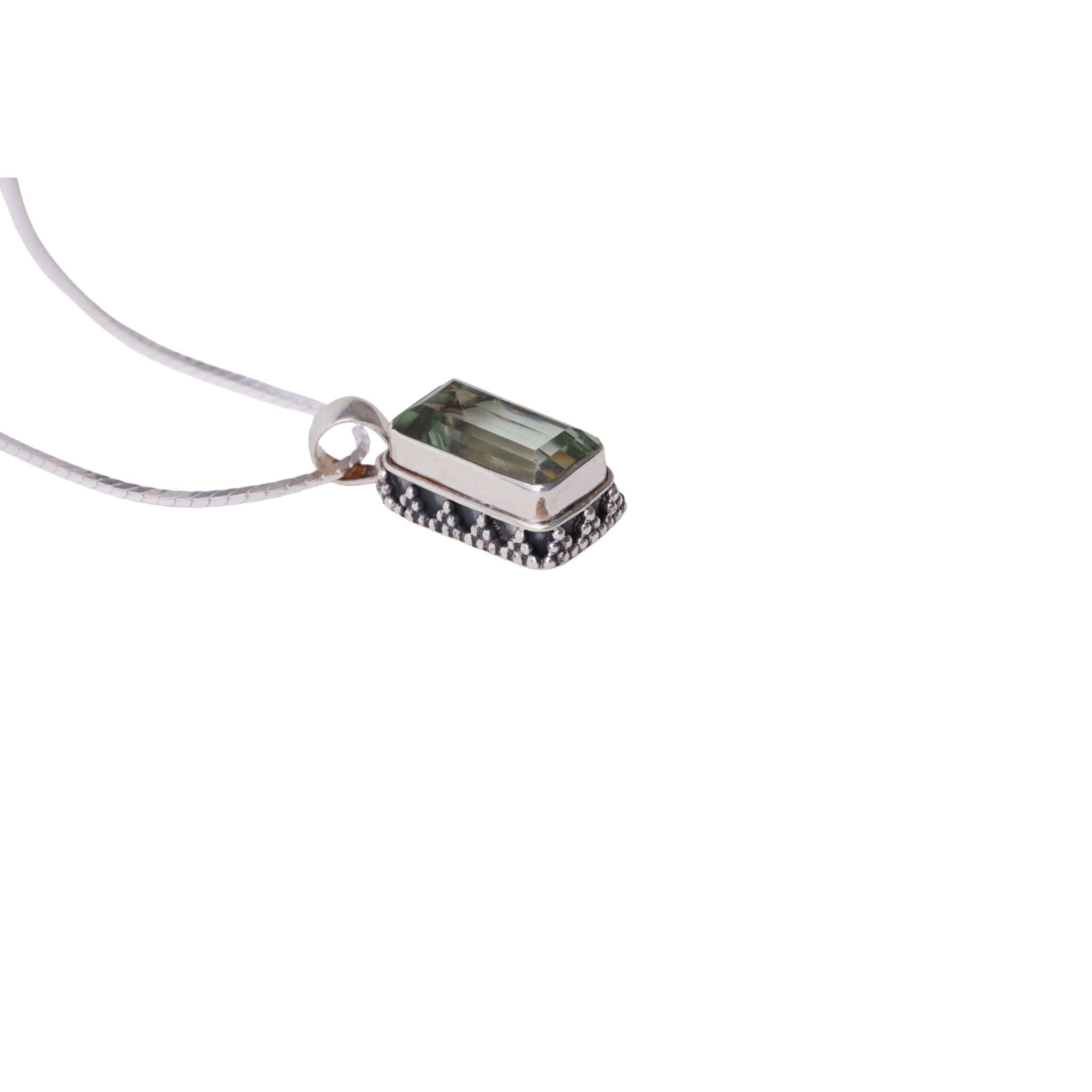 Green Amethyst Pendant - Rectangle Shaped