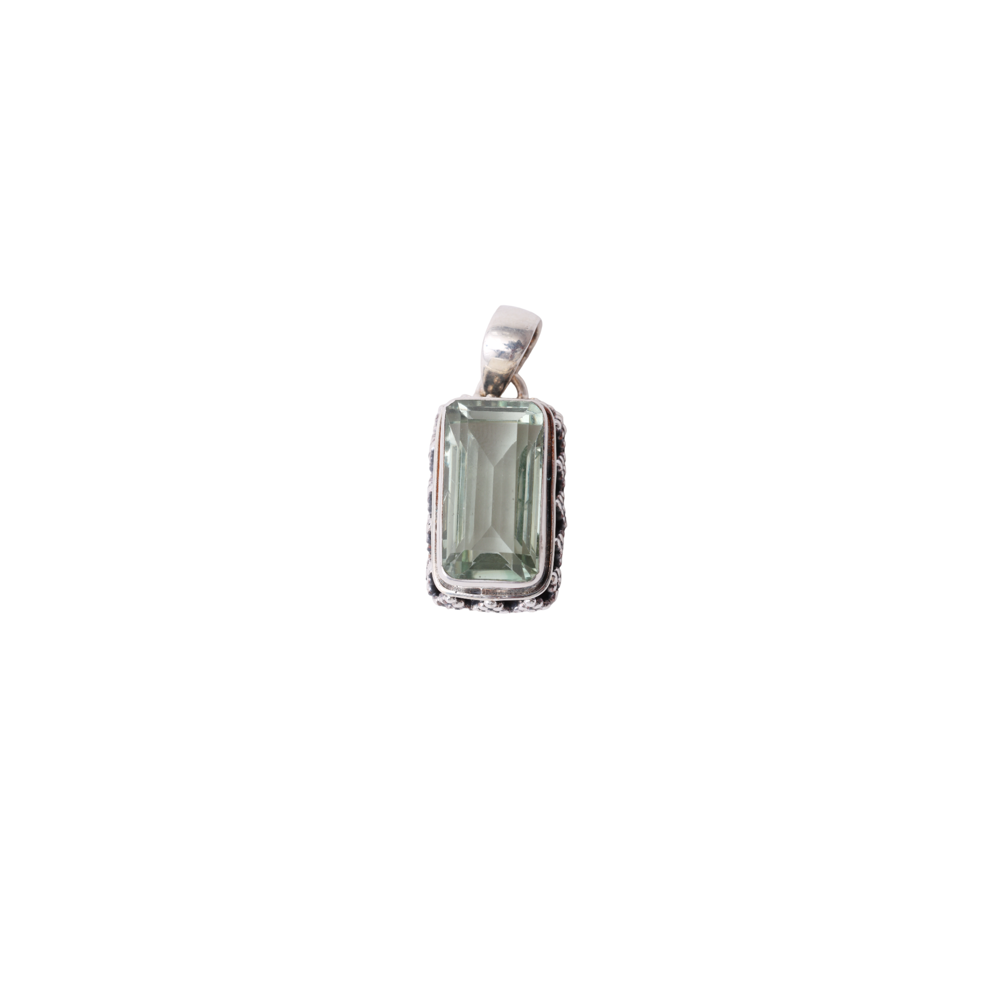 Green Amethyst Pendant - Rectangle Shaped