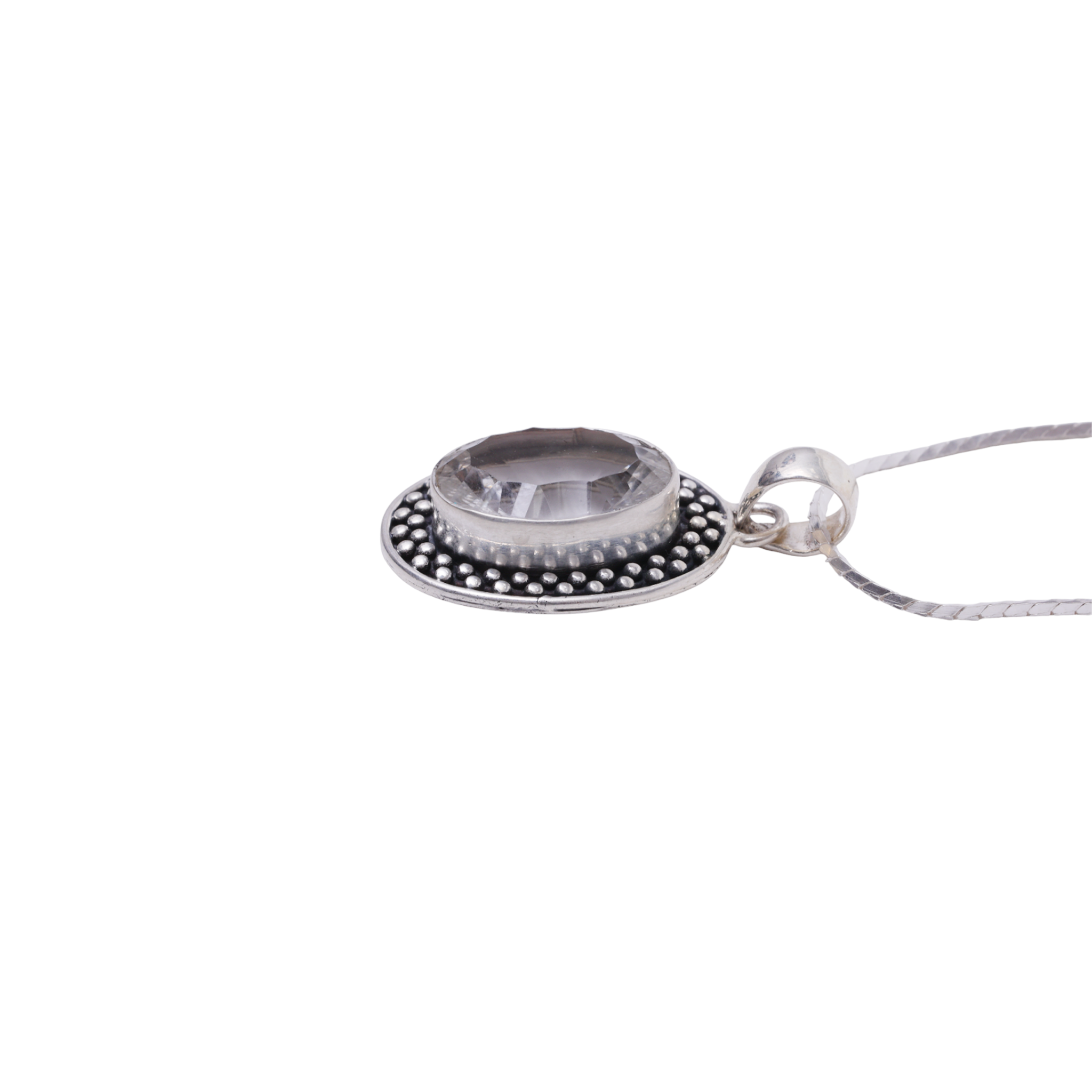 Oval shaped with Design - White Crystal