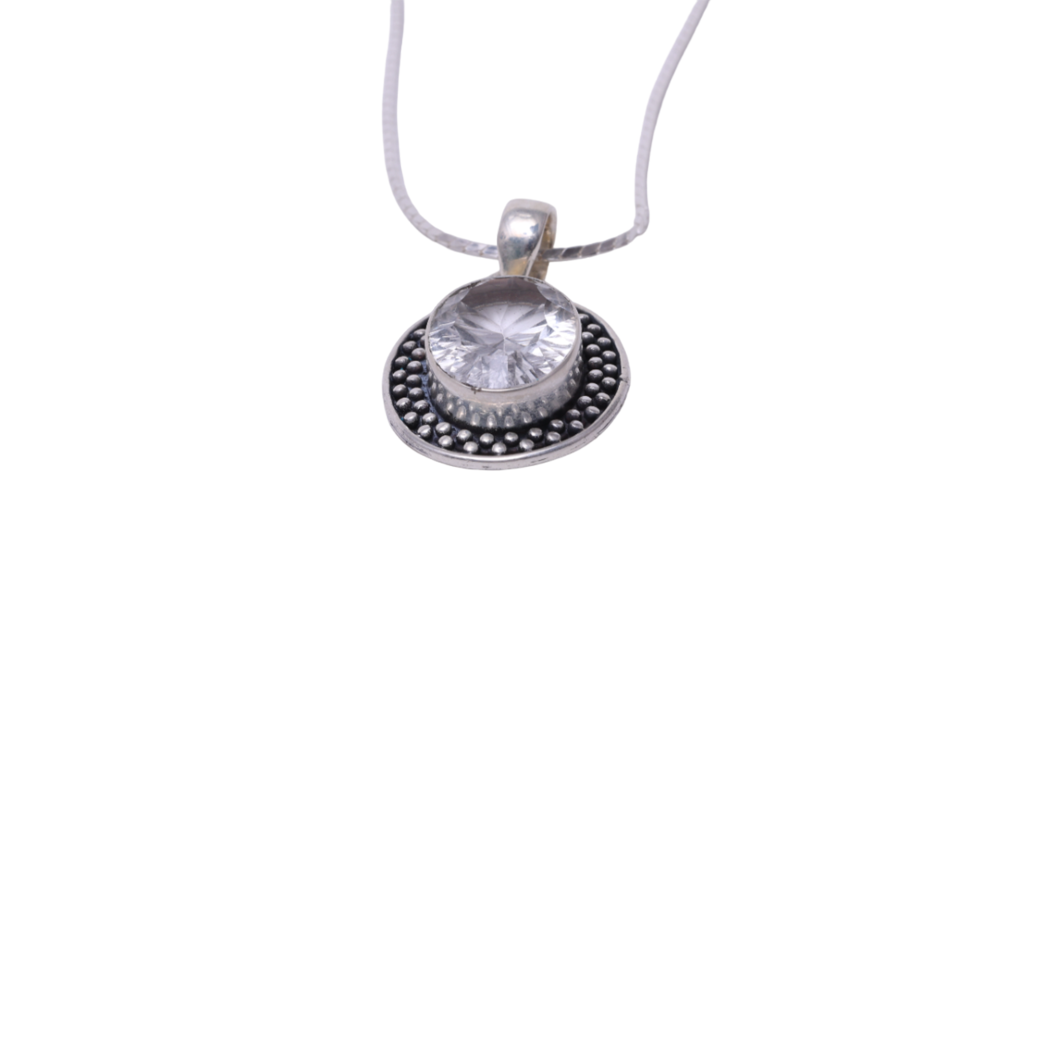 Oval shaped with Design - White Crystal