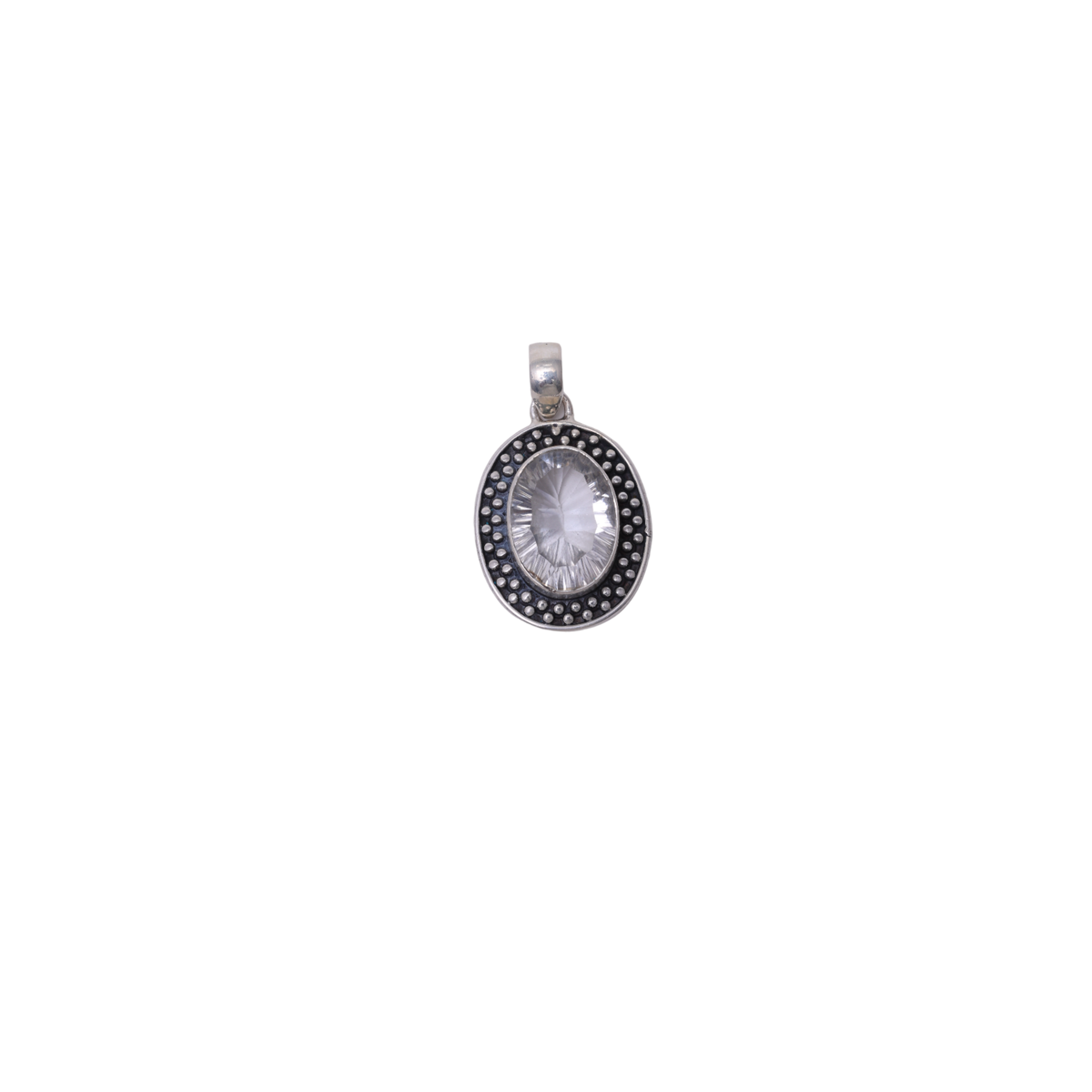Oval shaped with Design - White Crystal