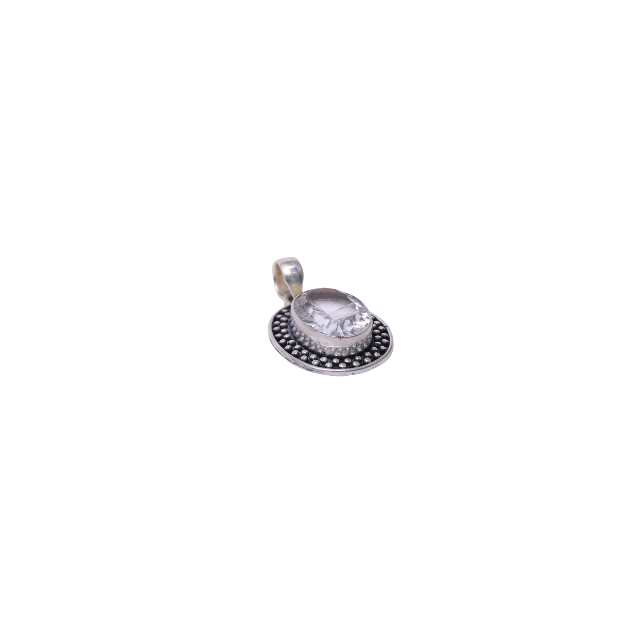 Oval shaped with Design - White Crystal