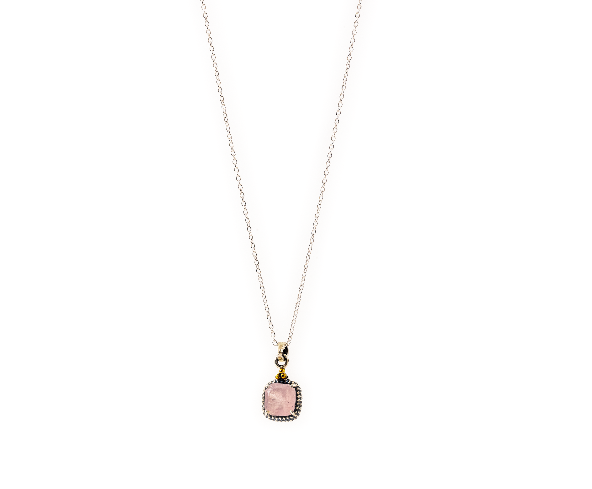 Oxidised Solitary - Rose Quartz