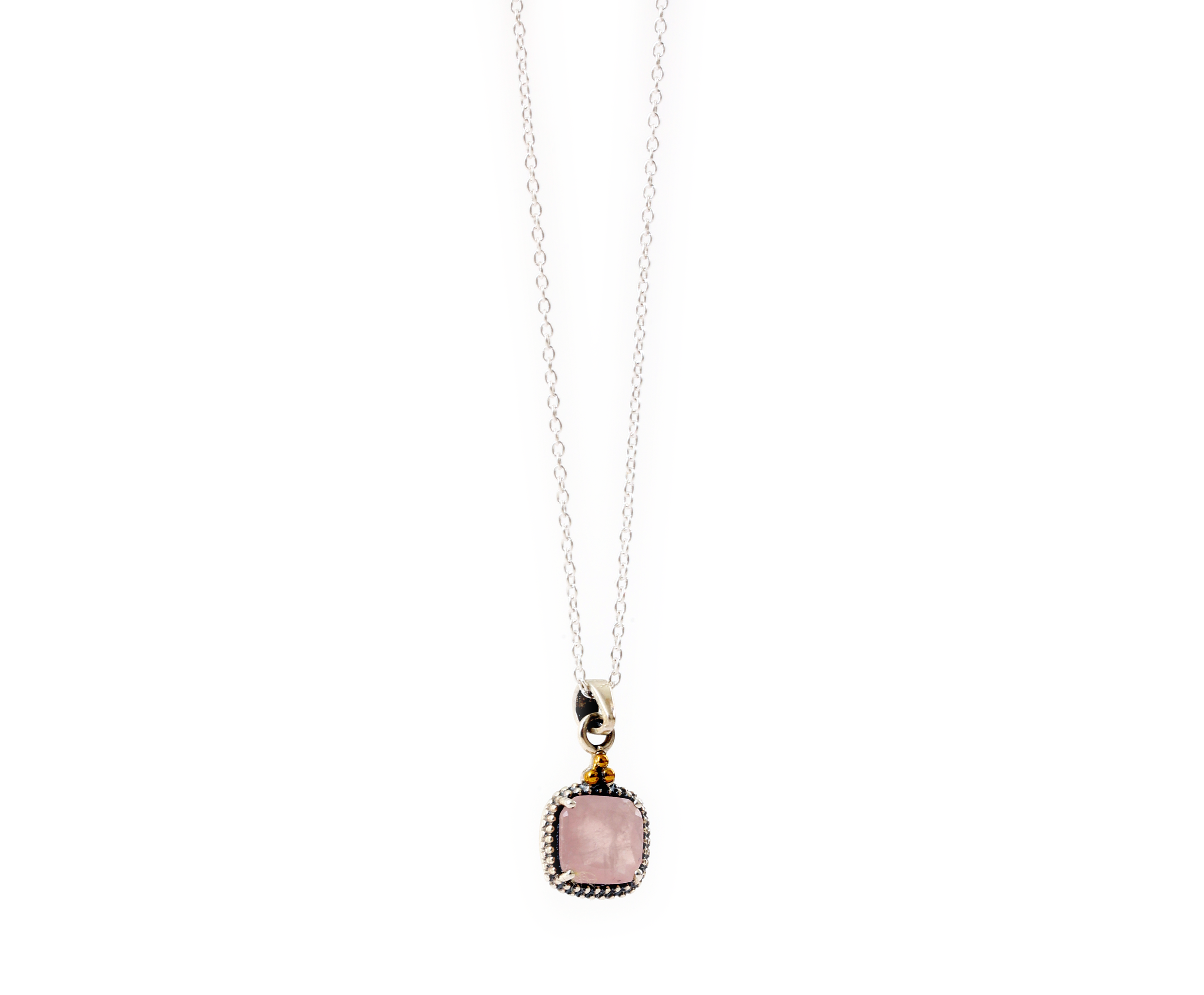 Oxidised Solitary - Rose Quartz