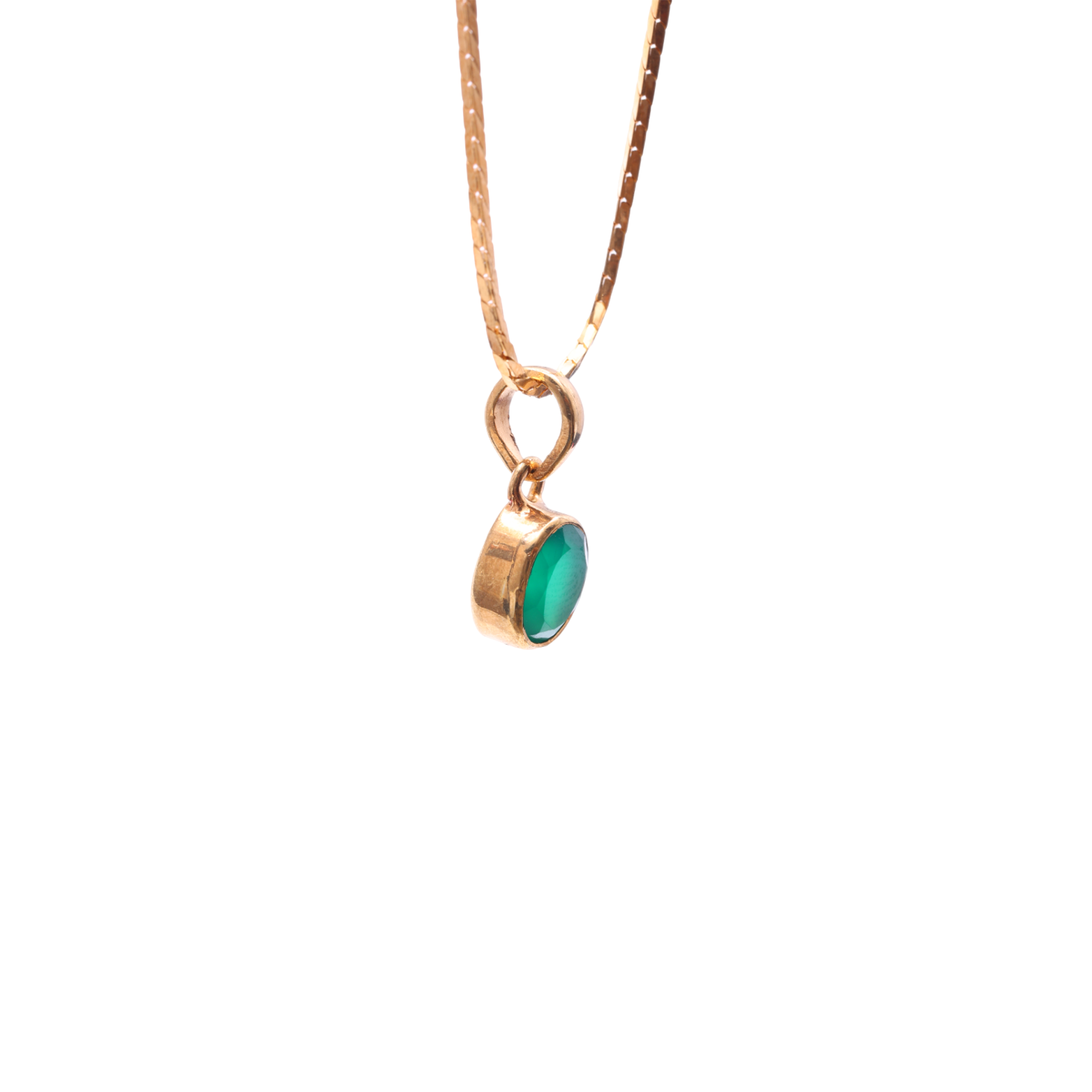 Small Oval Pendant - Green Onyx