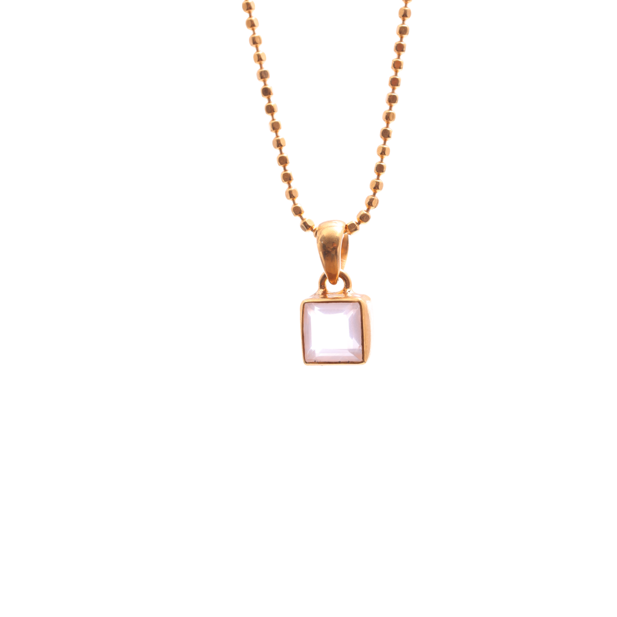 Small Square Pendant - Rose Quartz