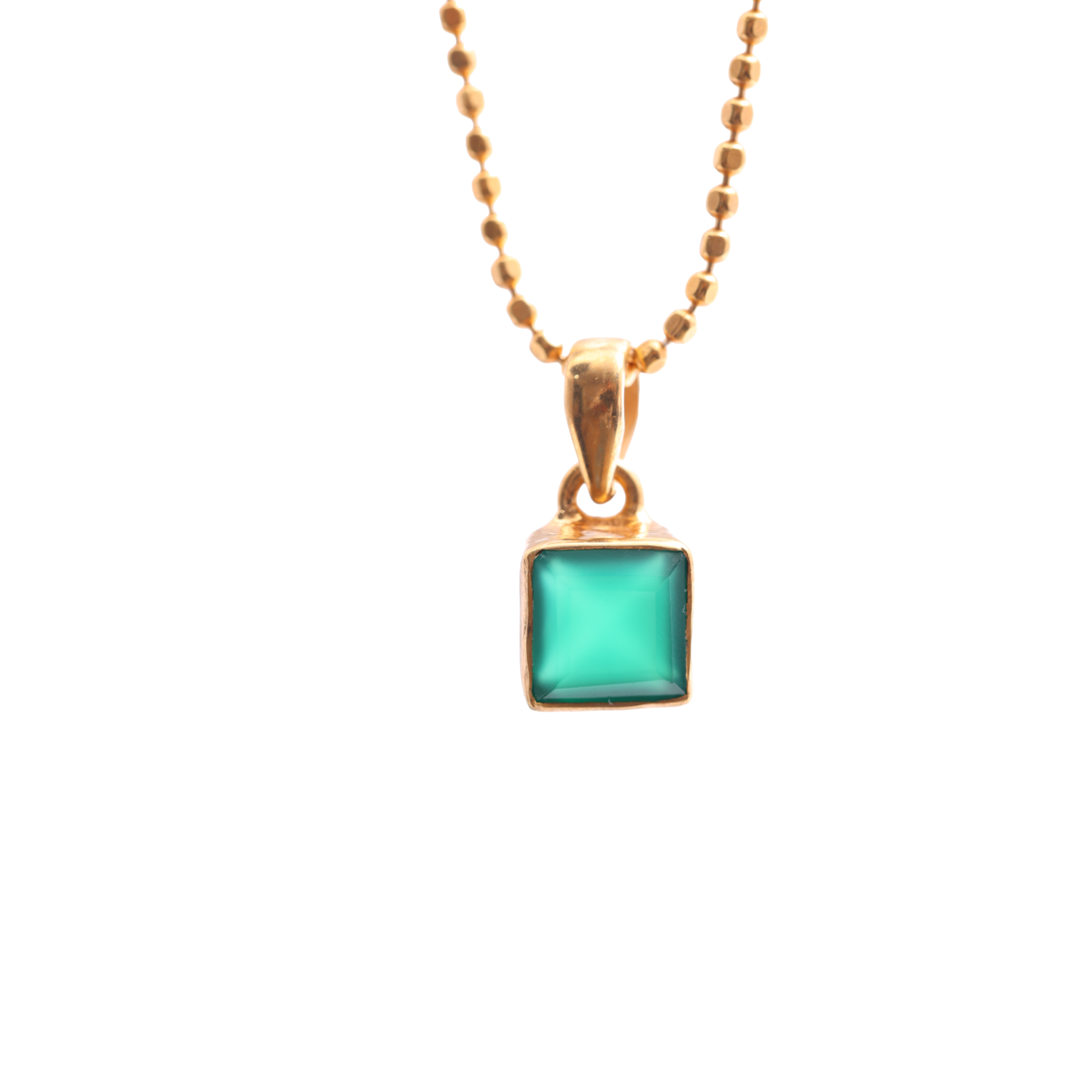 Small Square Pendant - Green Onyx