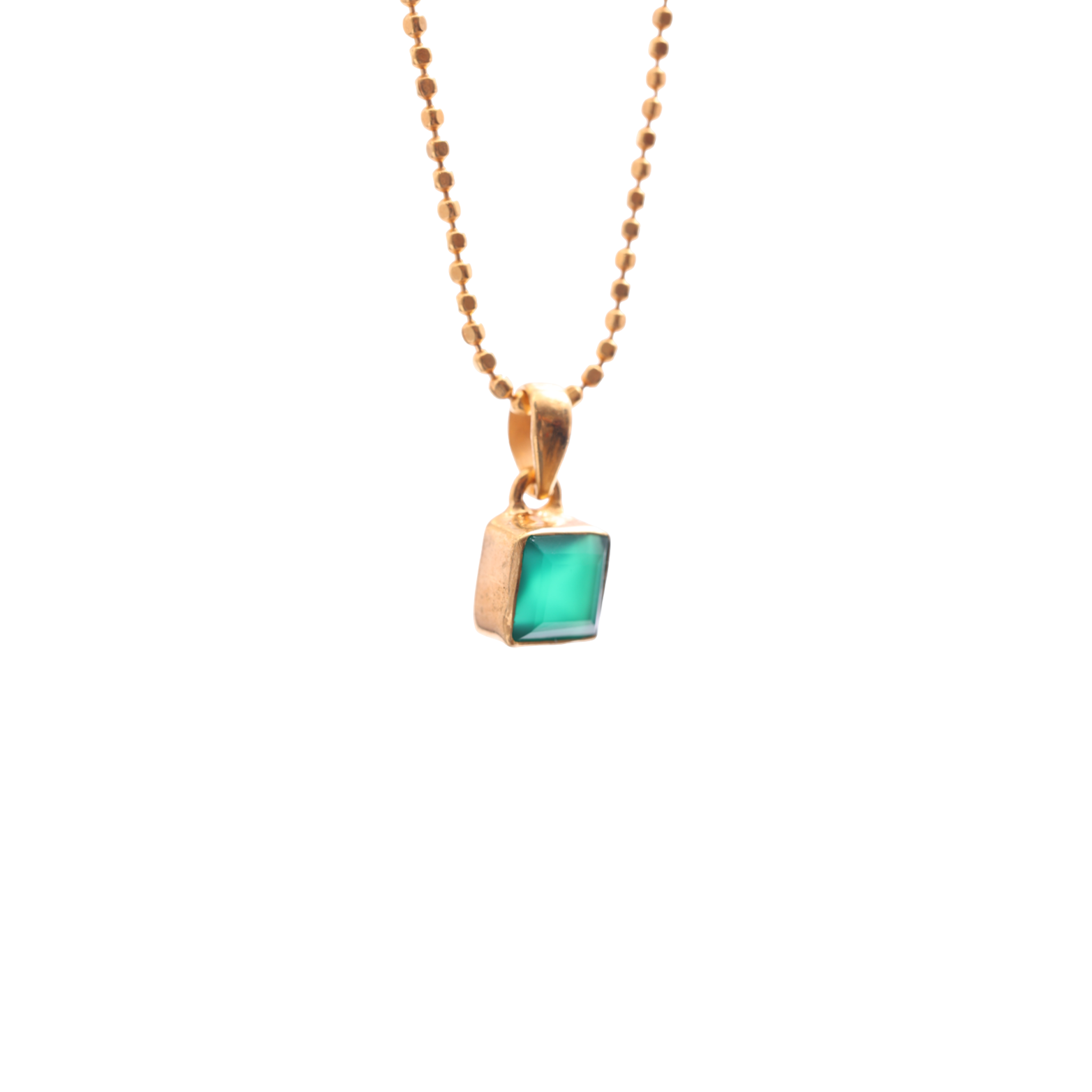 Small Square Pendant - Green Onyx