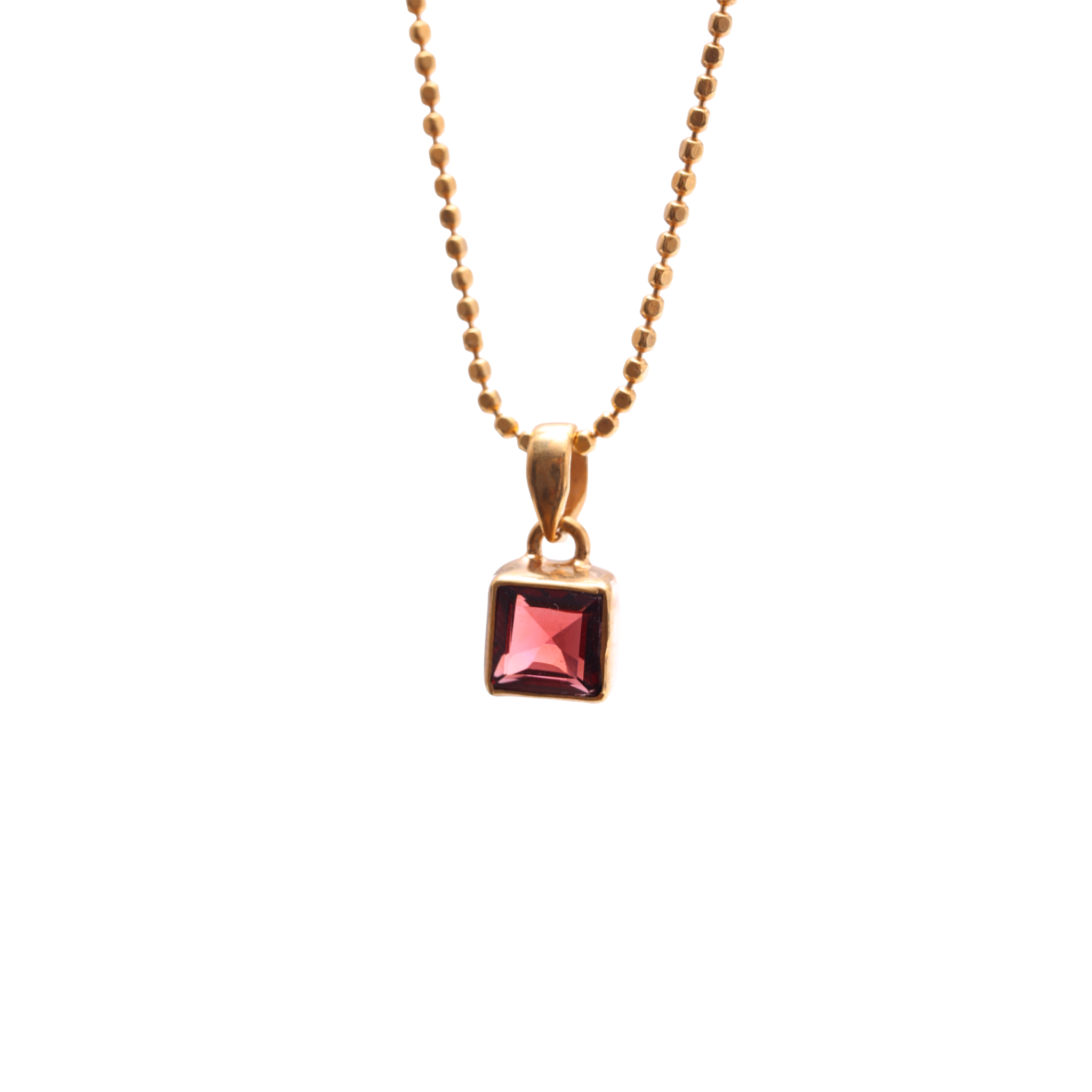 Small Square Pendant - Garnet