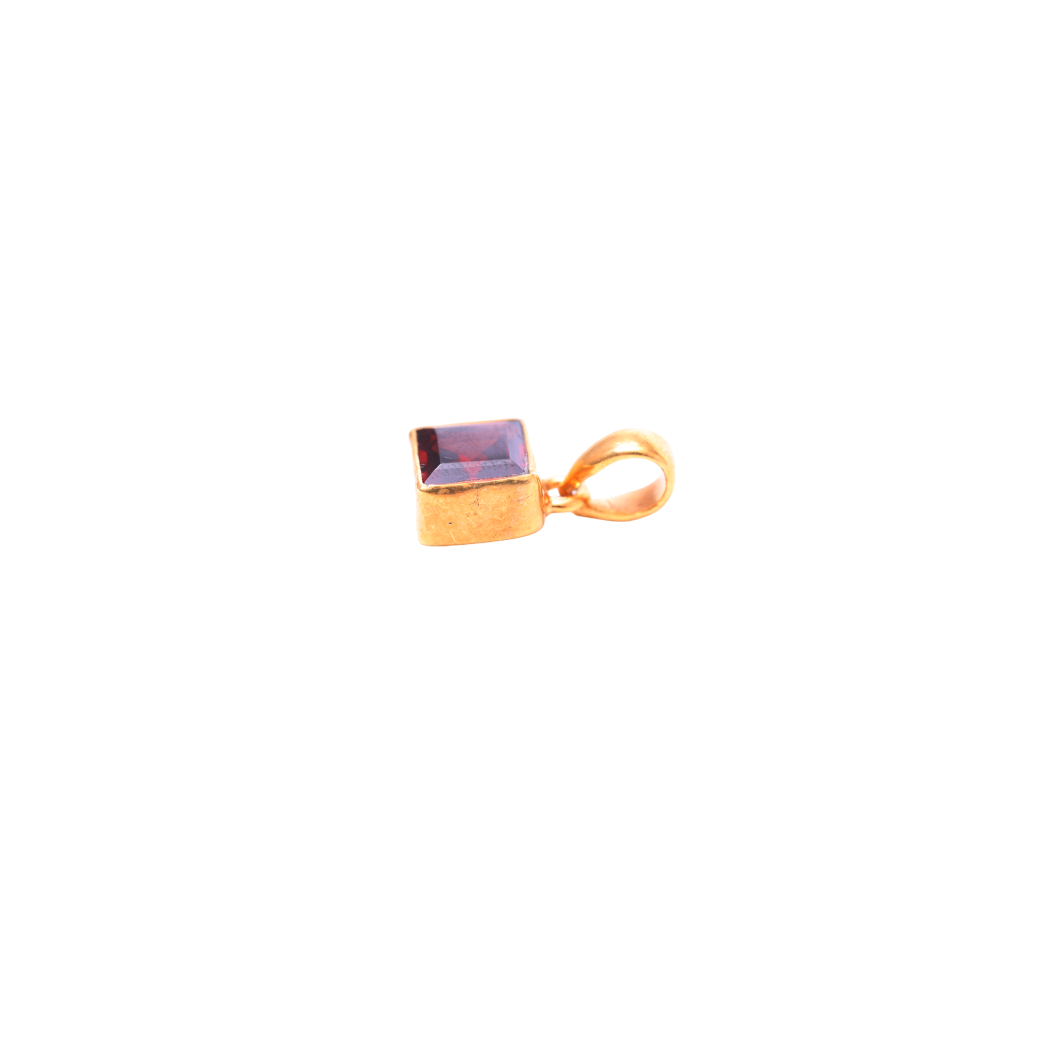 Small Square Pendant - Garnet