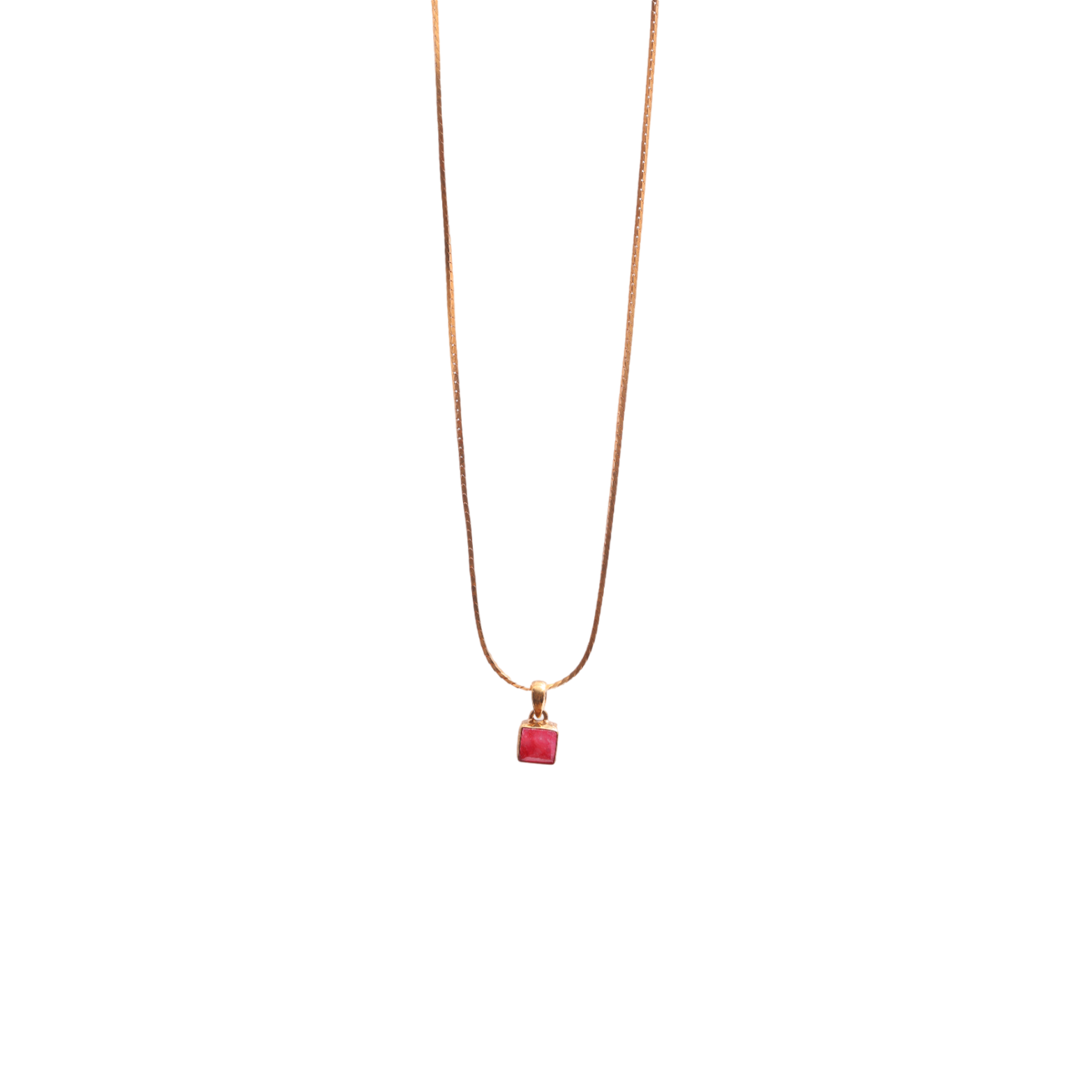 Mini Soul Pendant — Square — Ruby