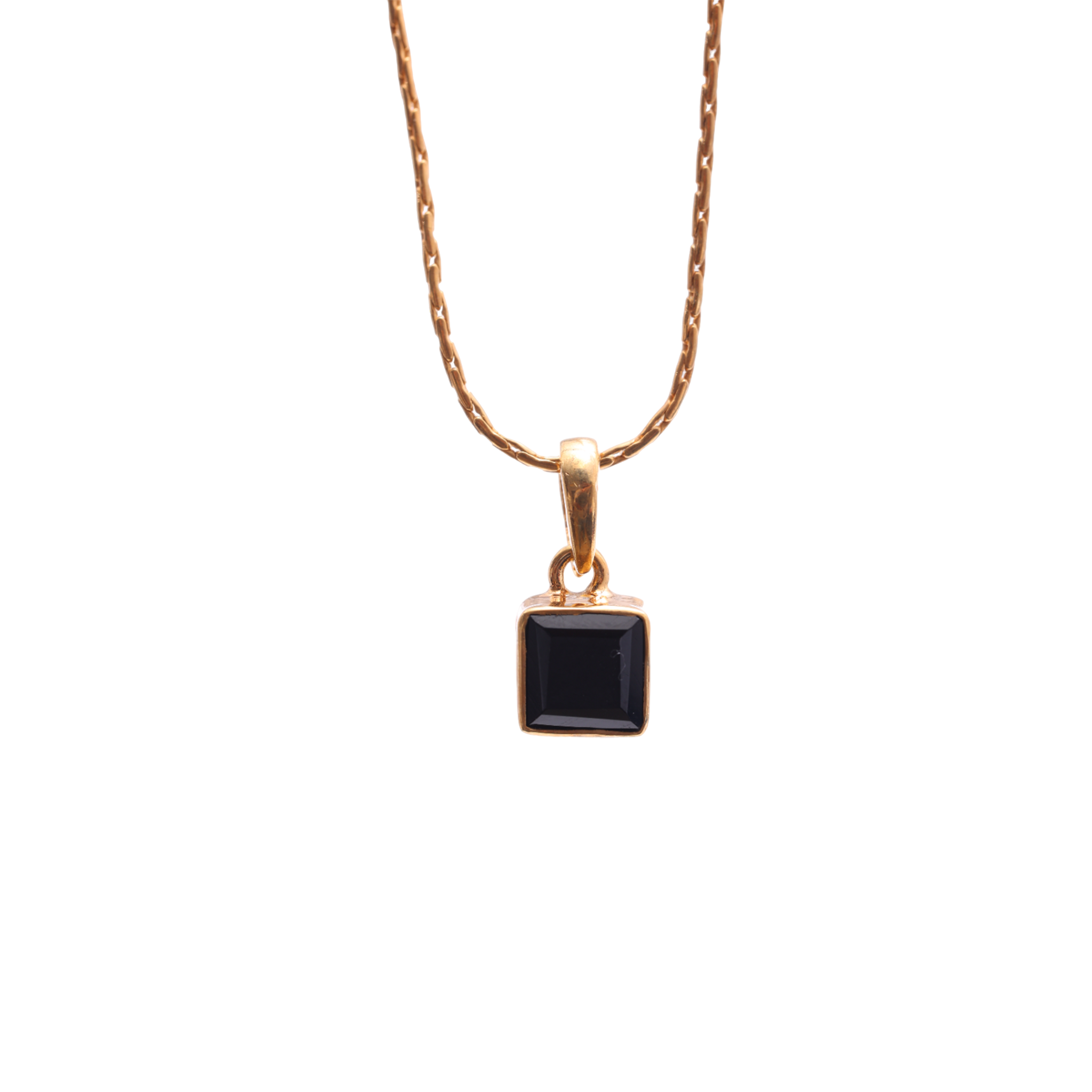 Small Square Pendant - Black Onyx