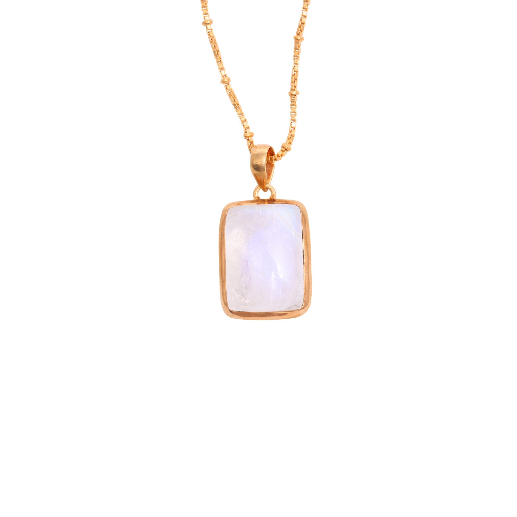 Rainbow Moonstone Pendant - Square Shaped