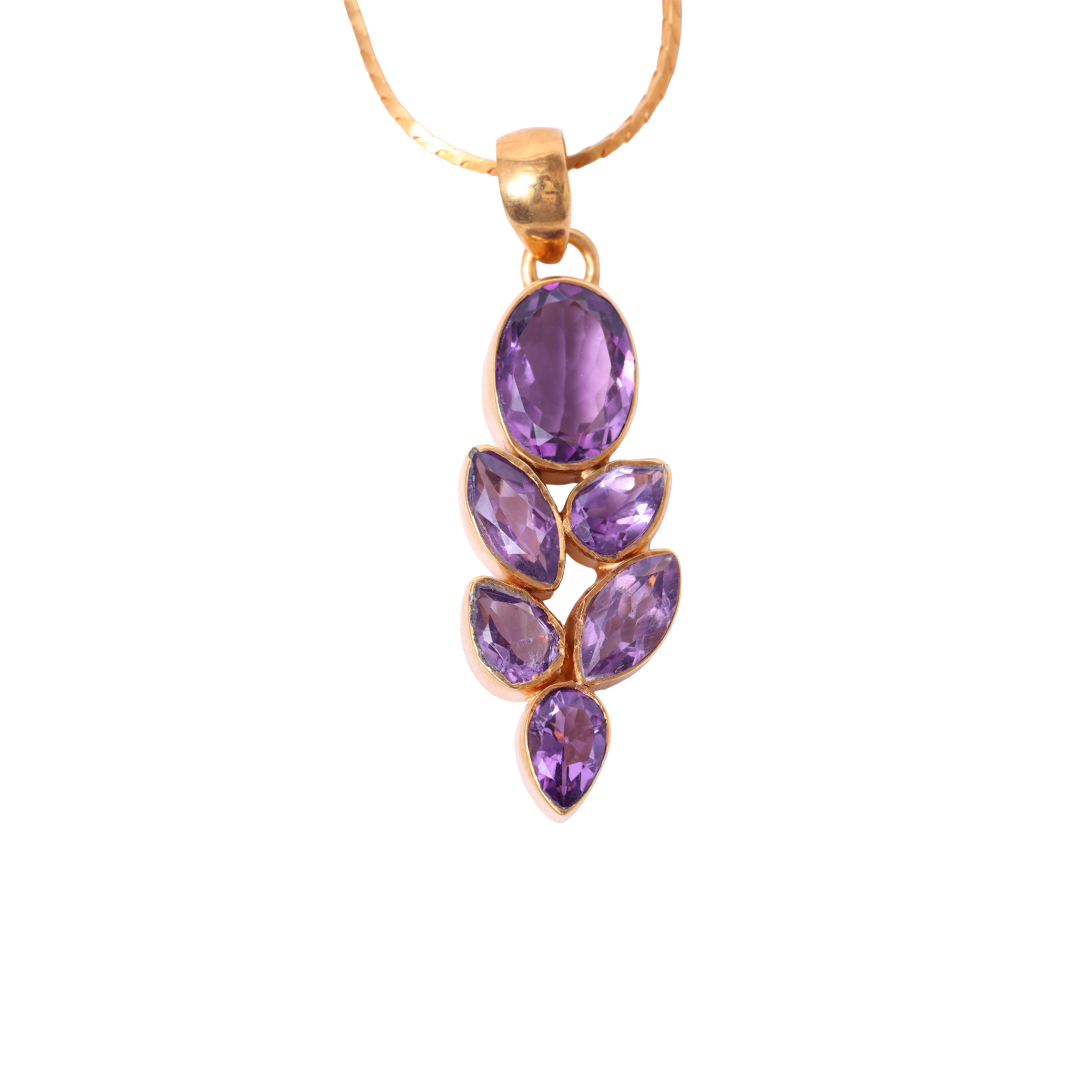 Amethyst Muse Pendant — Botanical Single Leaf