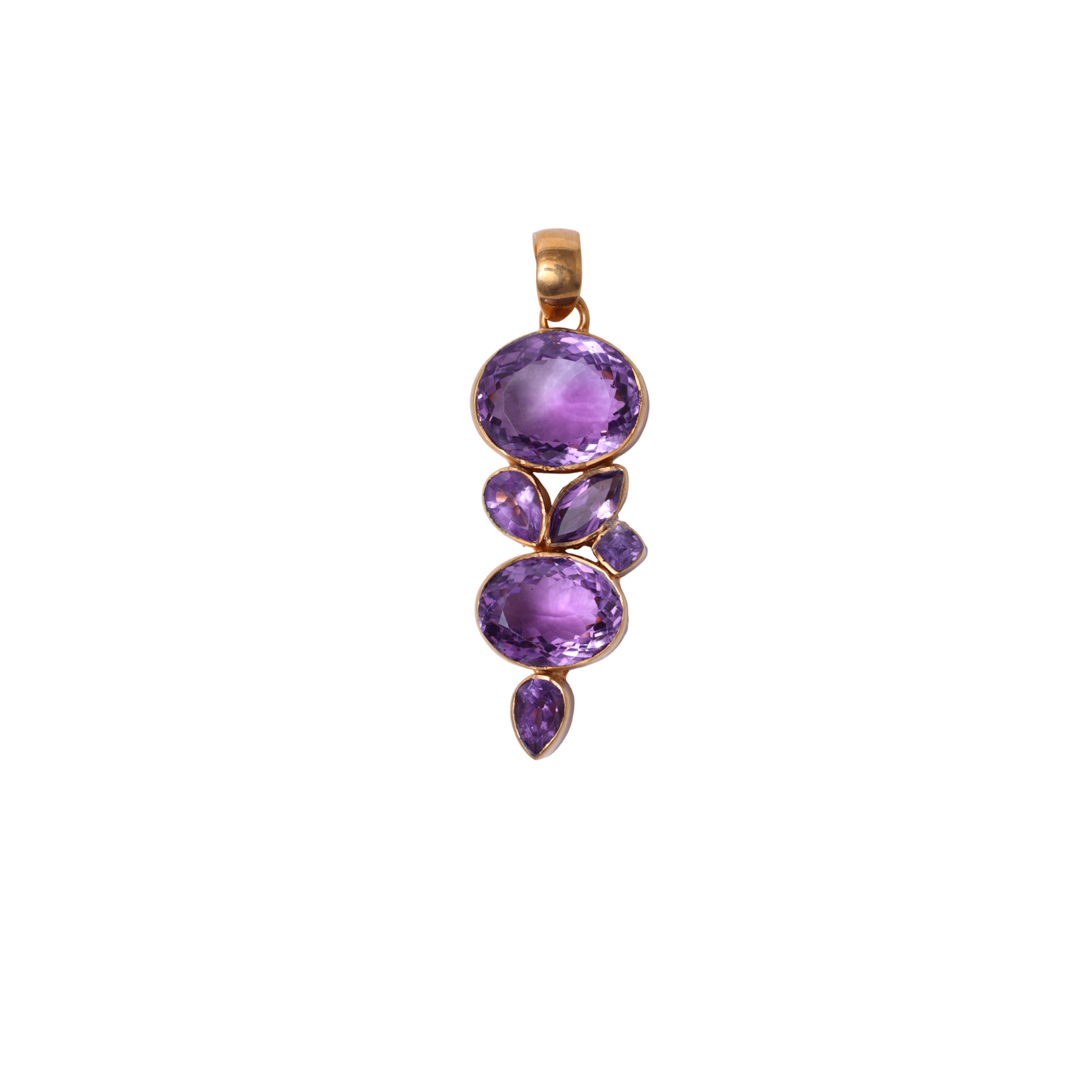 Amethyst Muse Pendant — Botanical Double Leaf