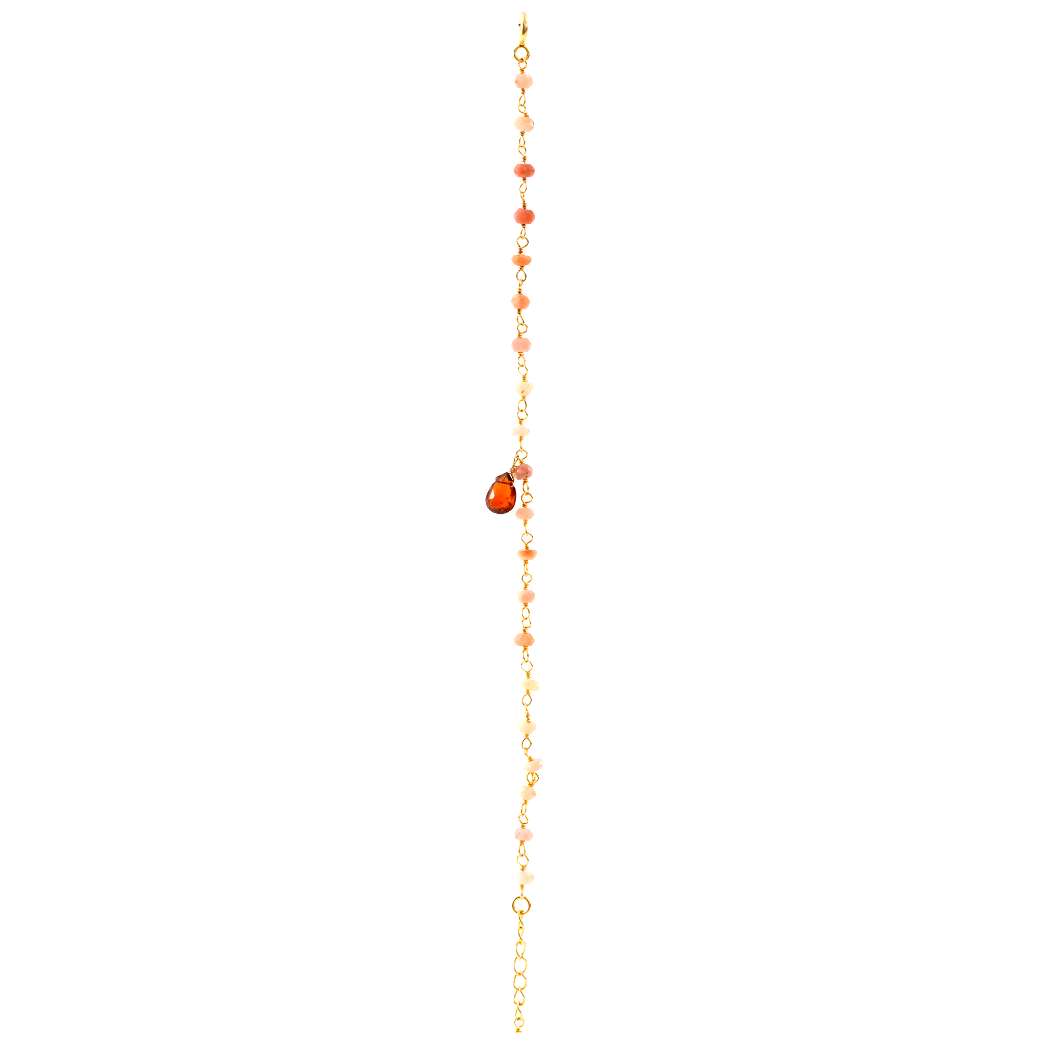 Round Beads with Hanging Stone - Pink Opal Heoconite